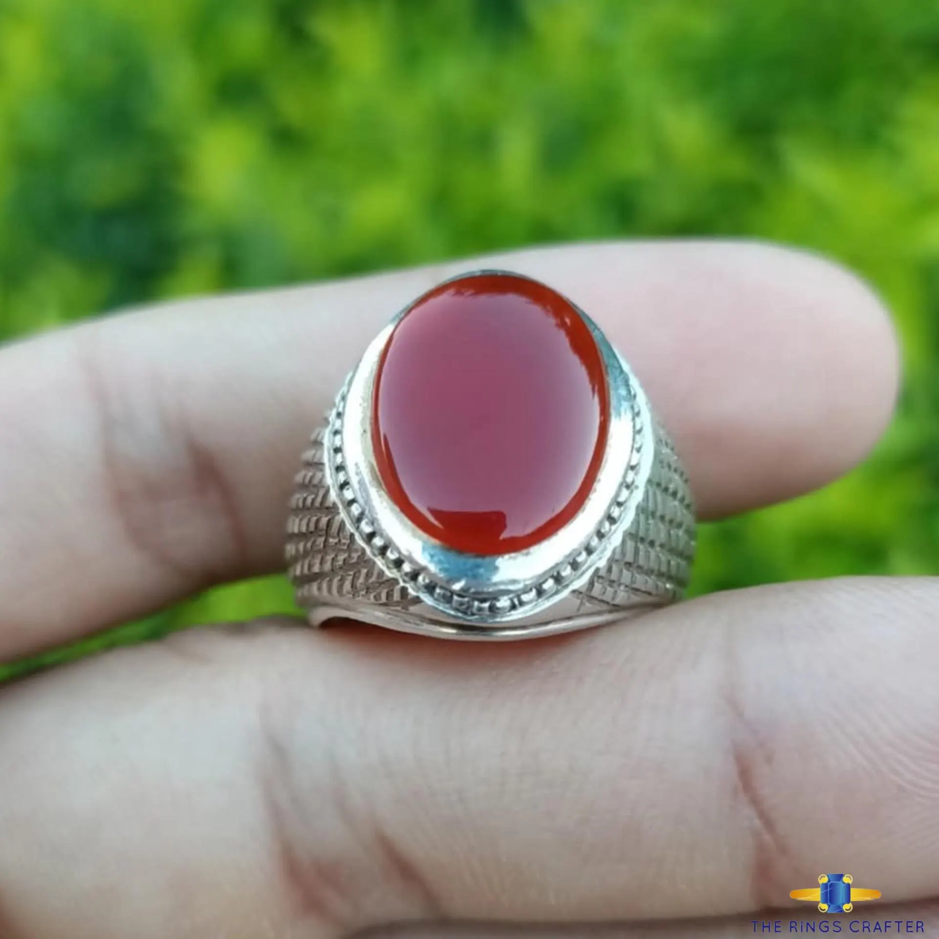 Natural Red Blood Yemen Agate Gemstone Ring Dark Red Carnelian Agate 925 Sterling Silver Handmade Rare Red Yemeni Aqeeq Men Ring For Gift - image 5