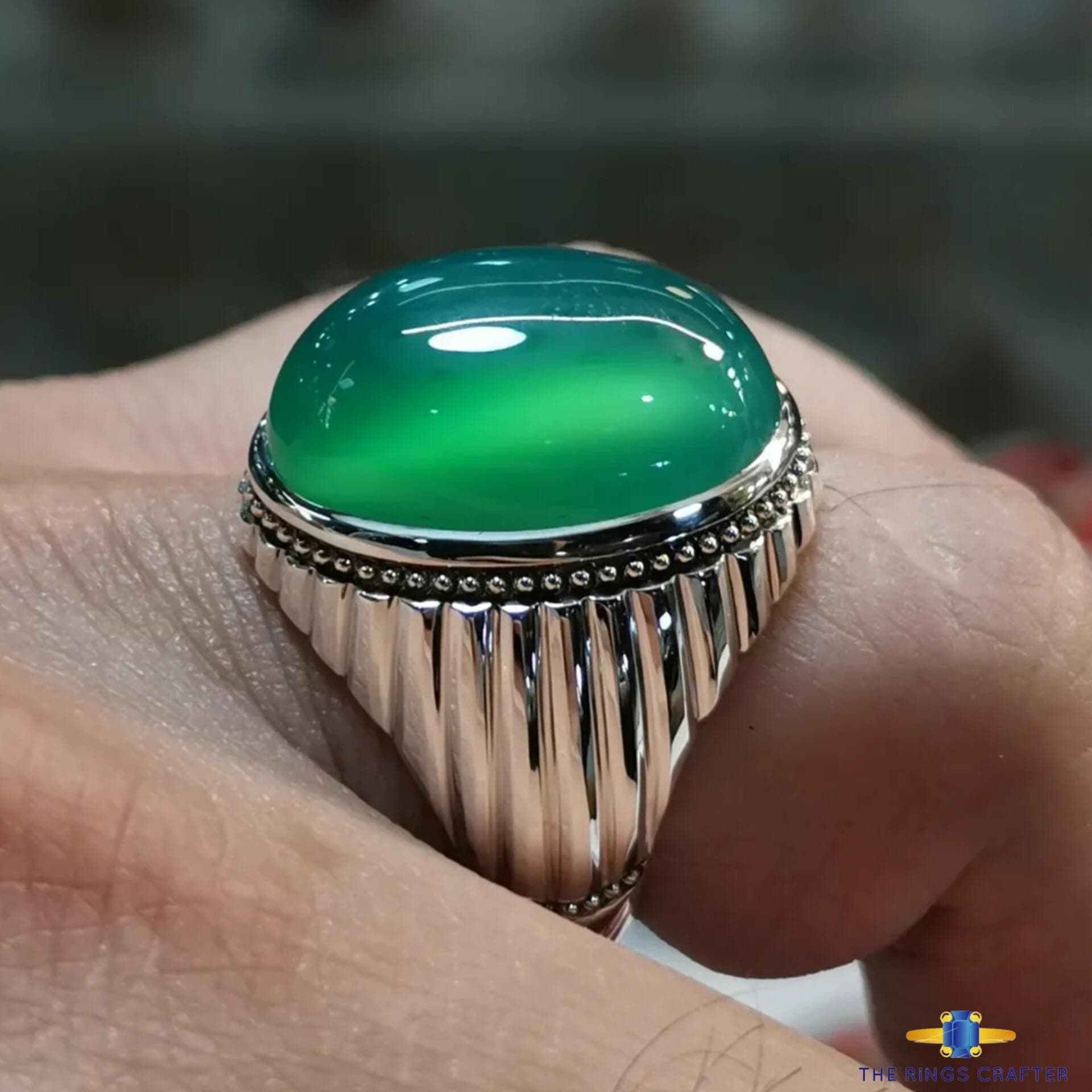 Natural Yemeni Green Aqeeq Ring 925 Sterling Silver Oval Shape Green Agate Akik Ring Handmade Sabz Aqeeq Ring For Men Anniversary Gift - image 3