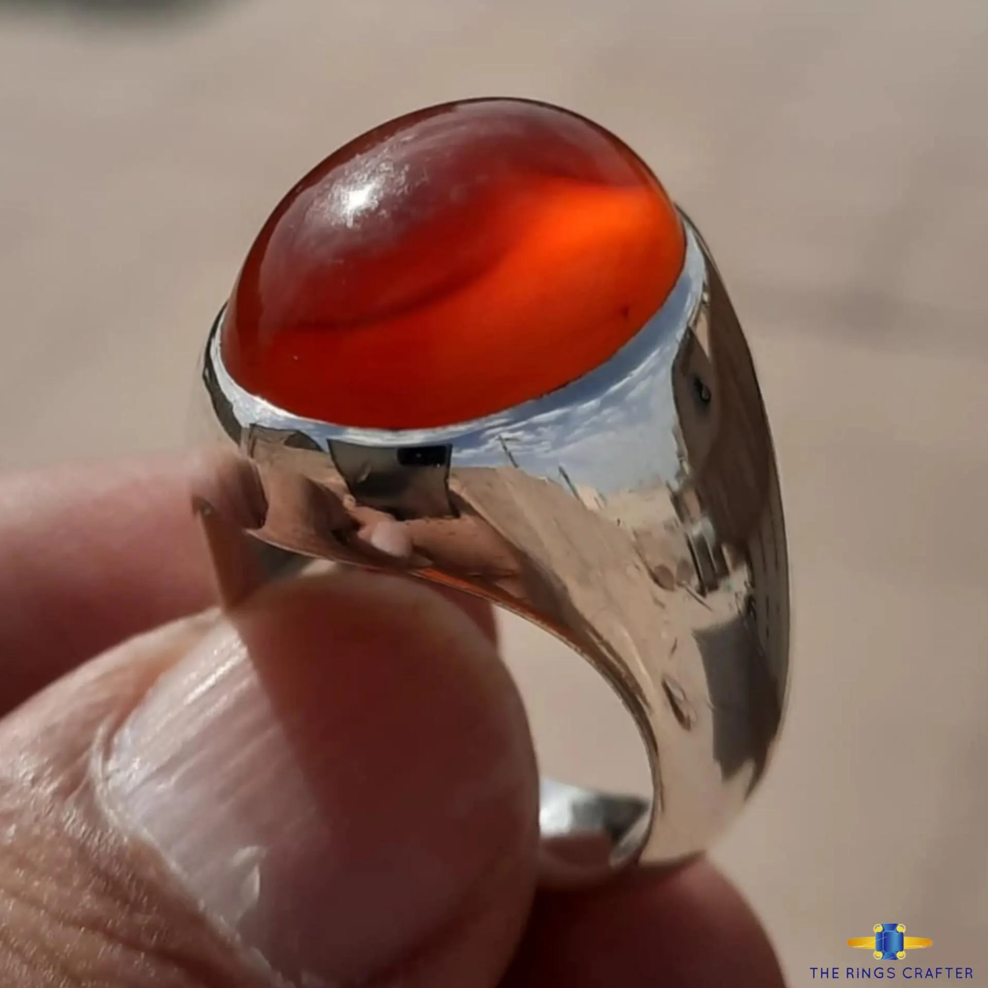 Natural Red Blood Yemeni Agate Stone Ring Rare Red Akik 925 Sterling Silver Handmade Cabochon Yemeni Aqeeq Ring for Men Anniversary Gift - image 3