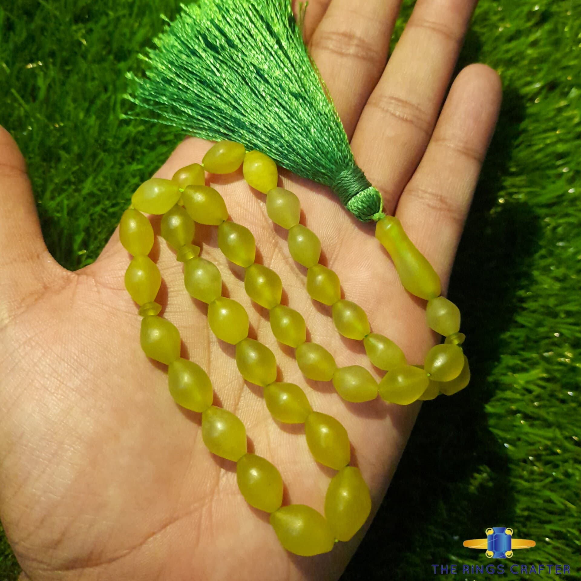 Natural Shah Maqsood Bayzahar Green Jade Stone Islamic Prayer 33 beads Misbaha Tasbeh Vintage Muslim Rosary Beads Islamic Tasbeeh for Gift - image 3