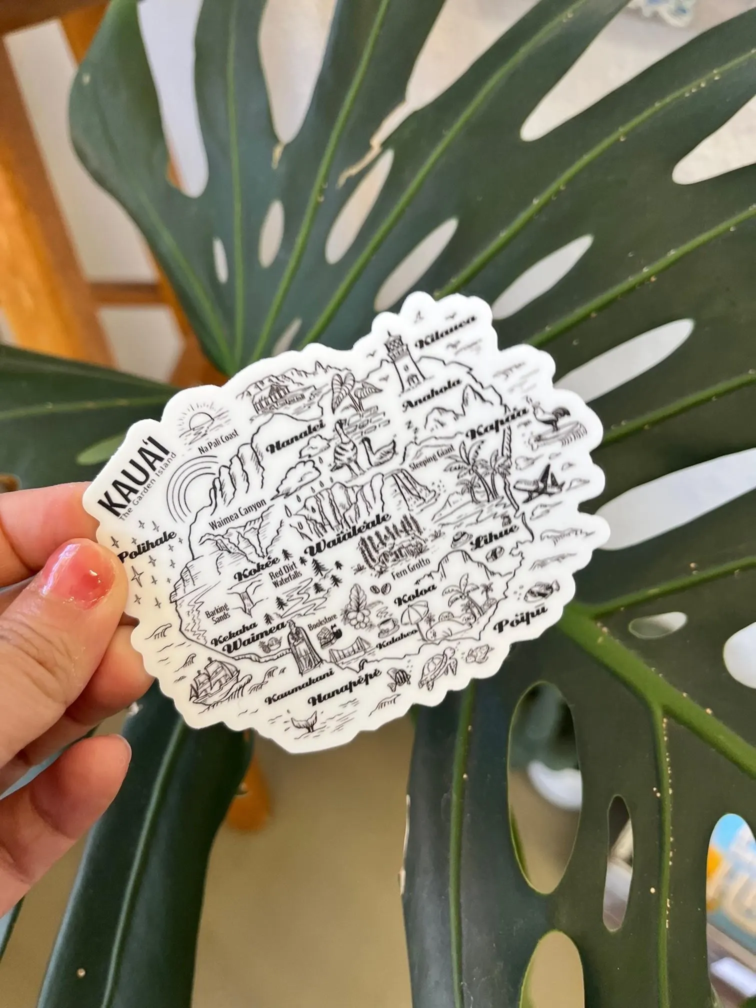 Black & White Kauai Map Sticker - image 4