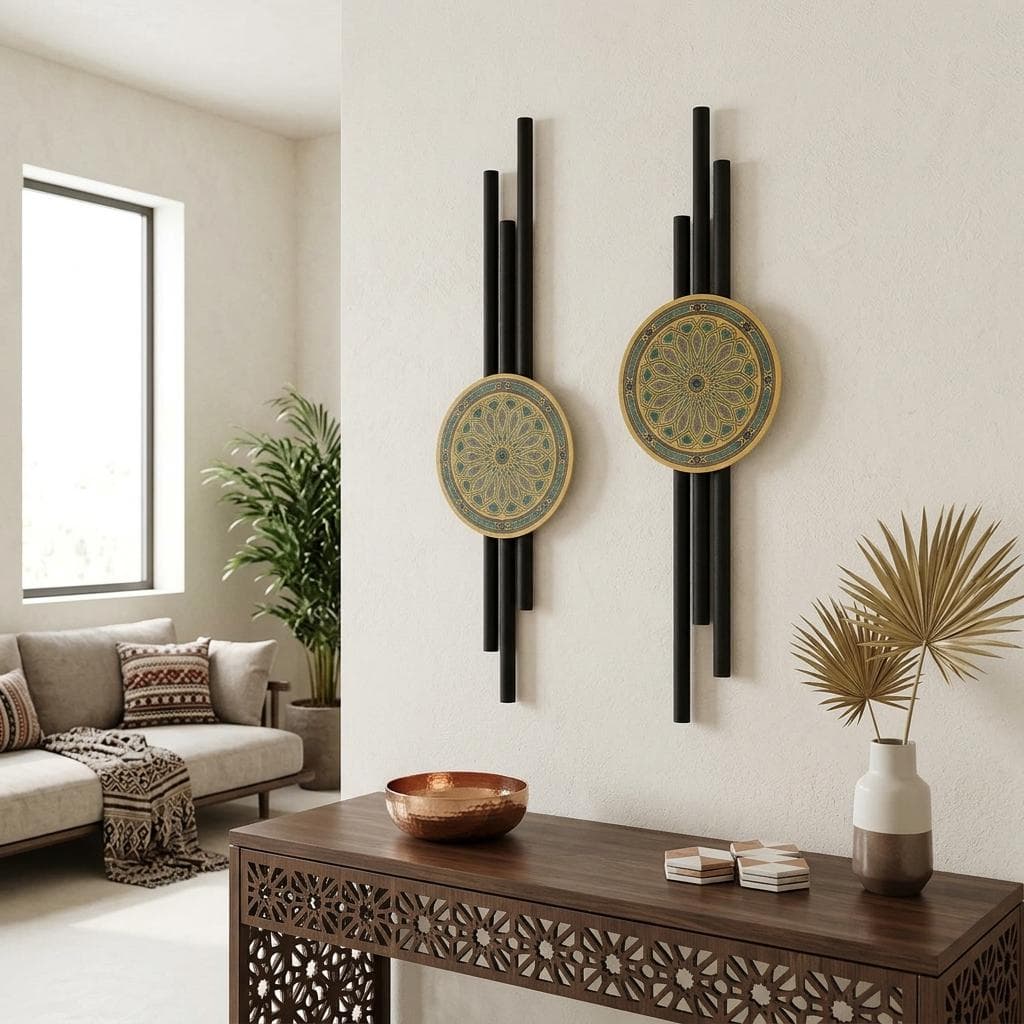 Mizan Metal Geometric Wall Art Set of 2, Moroccan Wall Decor, Muslim Home Decor, Islamic Wall Art, Muslim Gifts, Arabic Wall Decor - image 2