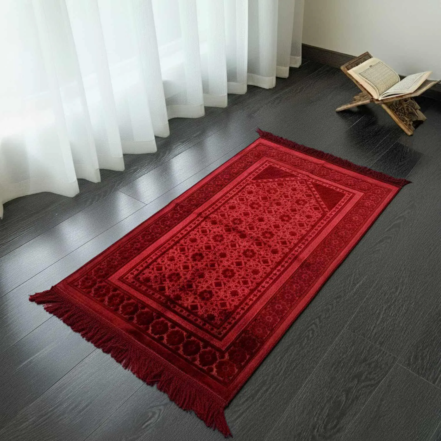 Soft Velvet Islamic Prayer Rug, Muslim Prayer Mat, Elegant Velvet Janamaz, Sejadah, Muslim Gift, Islamic Gift - Mira - image 5