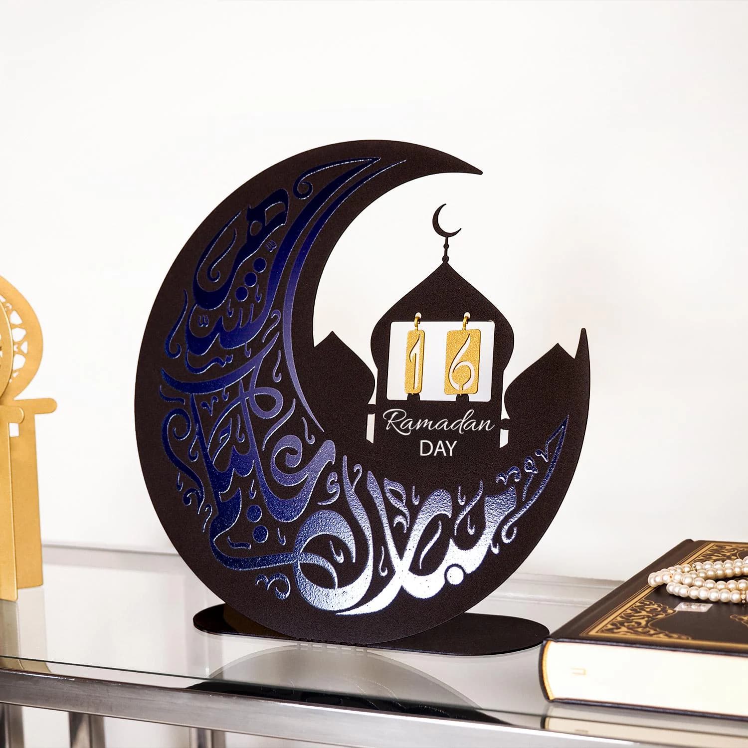 Metal Ramadan Countdown Calendar , Days of Ramadan, Ramadan Gifts, Ramadan Decoration for Home, Islamic Table Decor, Crescent Ramadan Moon - image 4