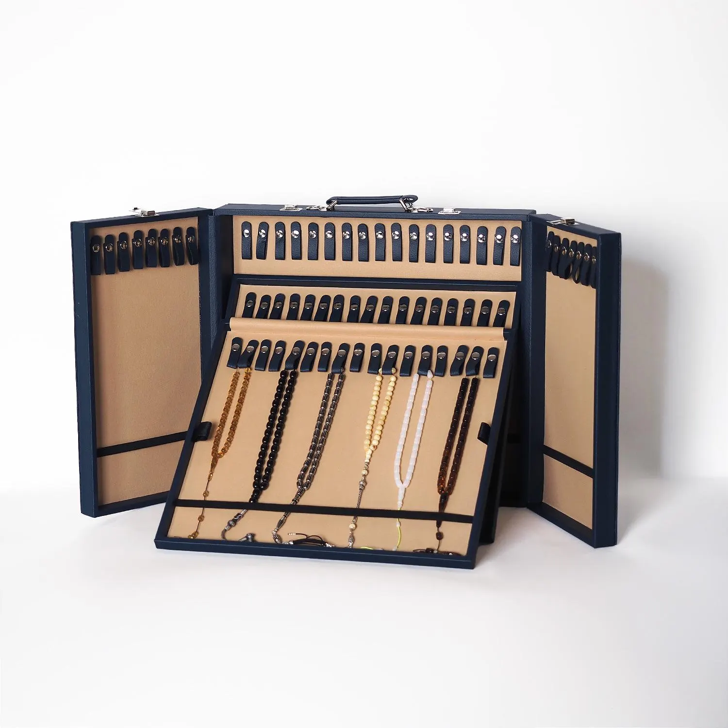 Leather-Covered Wooden Tasbeeh Case (For up to 67 Tasbeehs), Tasbih Organizer, Islamic Gift for Men, Dhikr Prayer Bead Holder - image 5