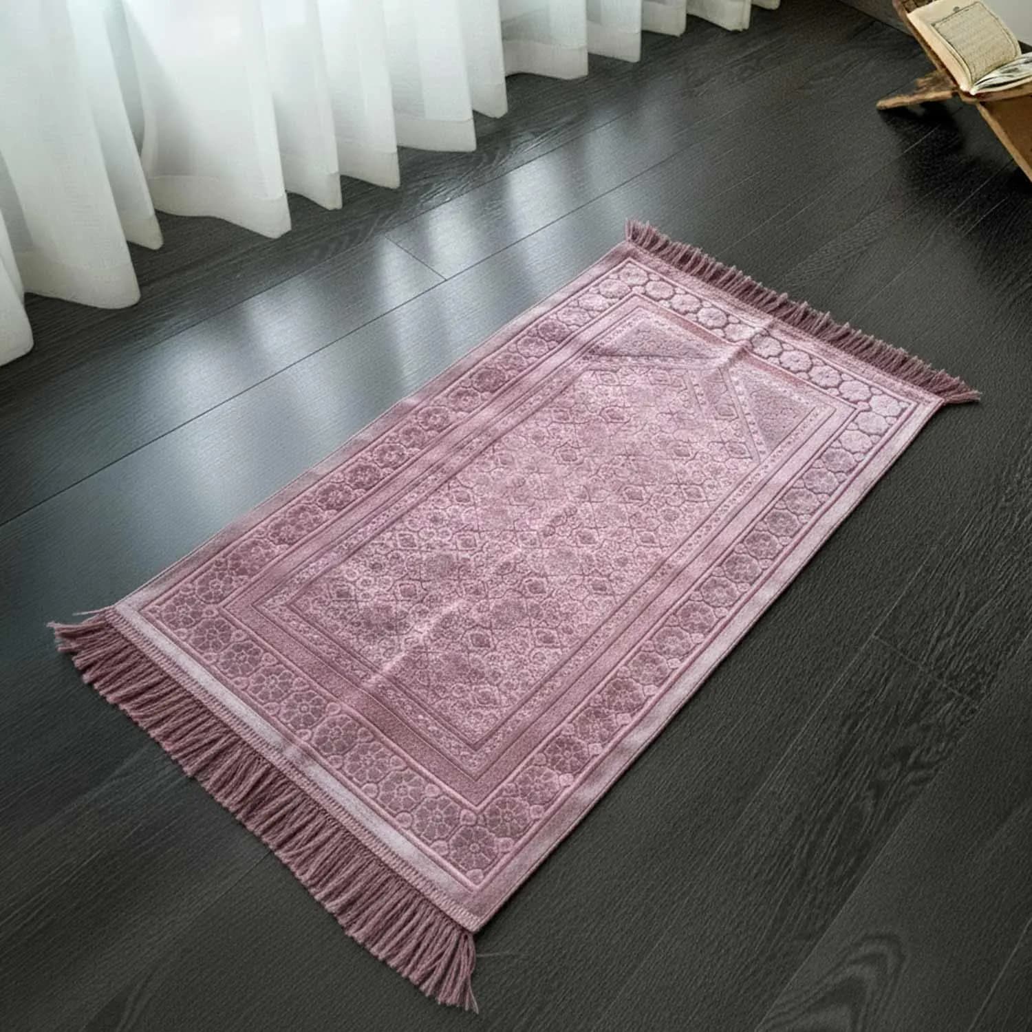 Soft Velvet Islamic Prayer Rug, Muslim Prayer Mat, Elegant Velvet Janamaz, Sejadah, Muslim Gift, Islamic Gift - Mira - image 4
