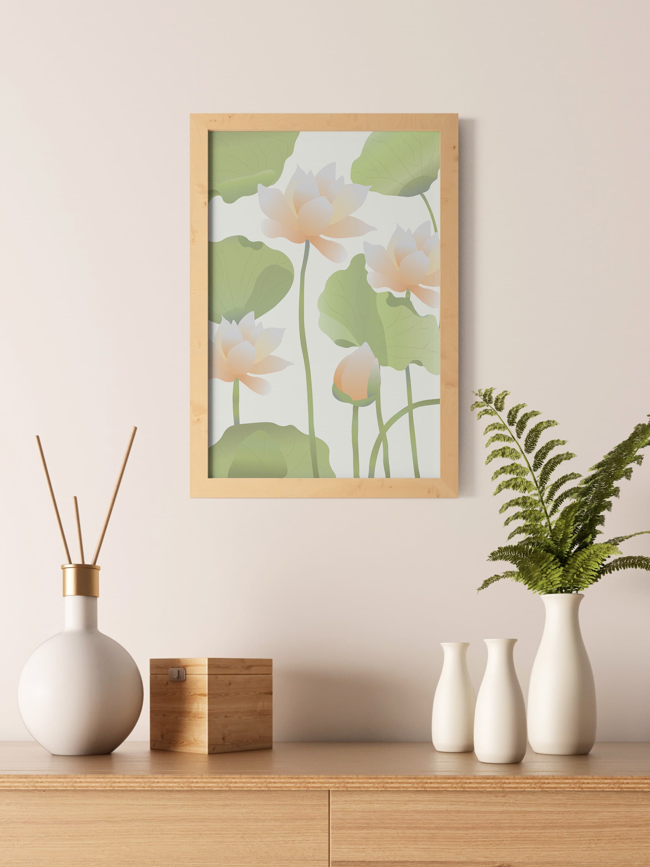 Lotus Wall Art, Traditional Indian Flower Print, Botanical Home Decor - image 3