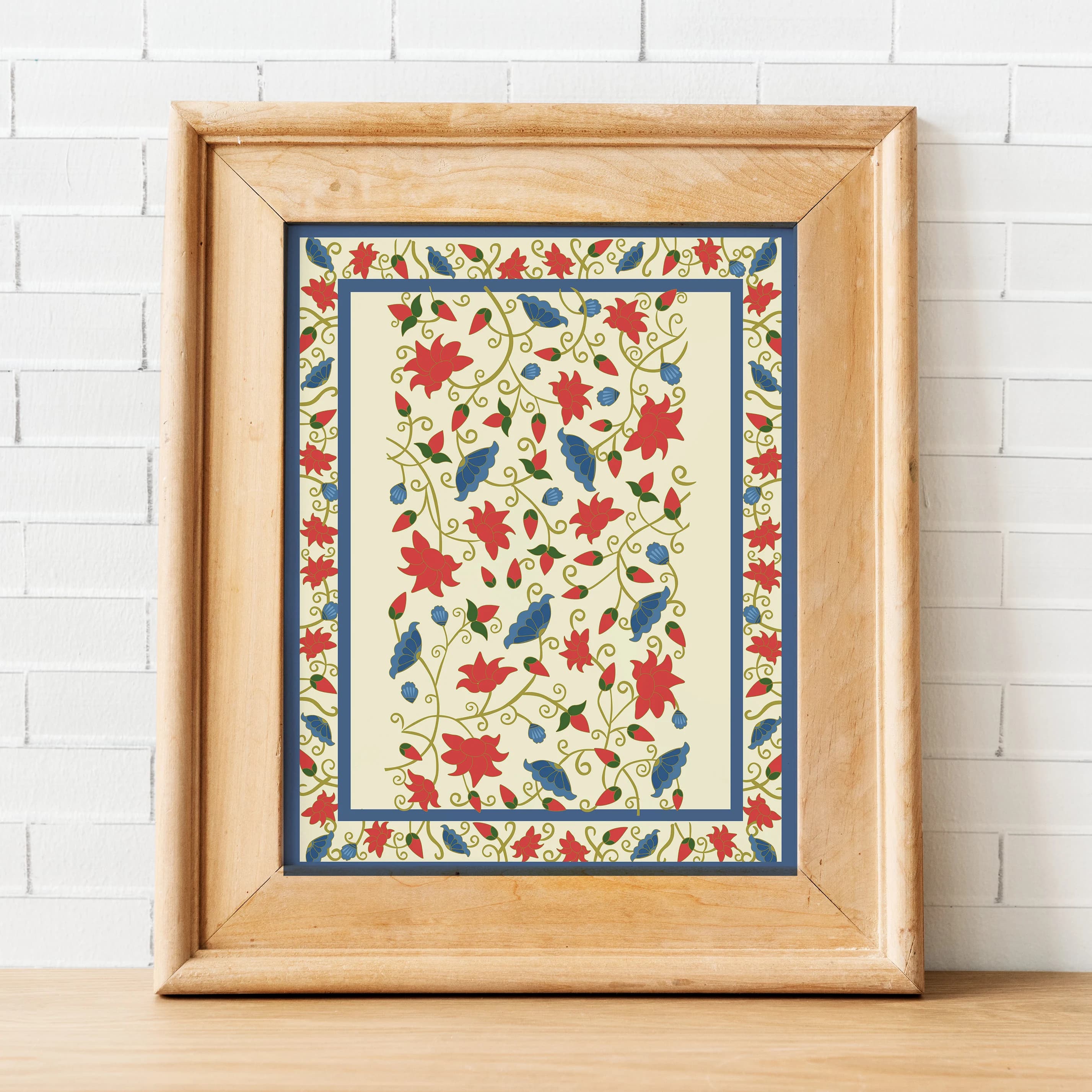 Meenakari Pattern Indian Folk Art Print, Traditional Floral Home Wall Decor - image 4