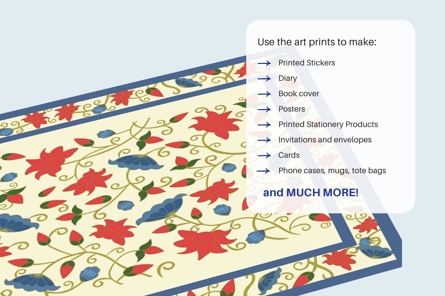 Meenakari Pattern Indian Folk Art Print, Traditional Floral Home Wall Decor - image 5
