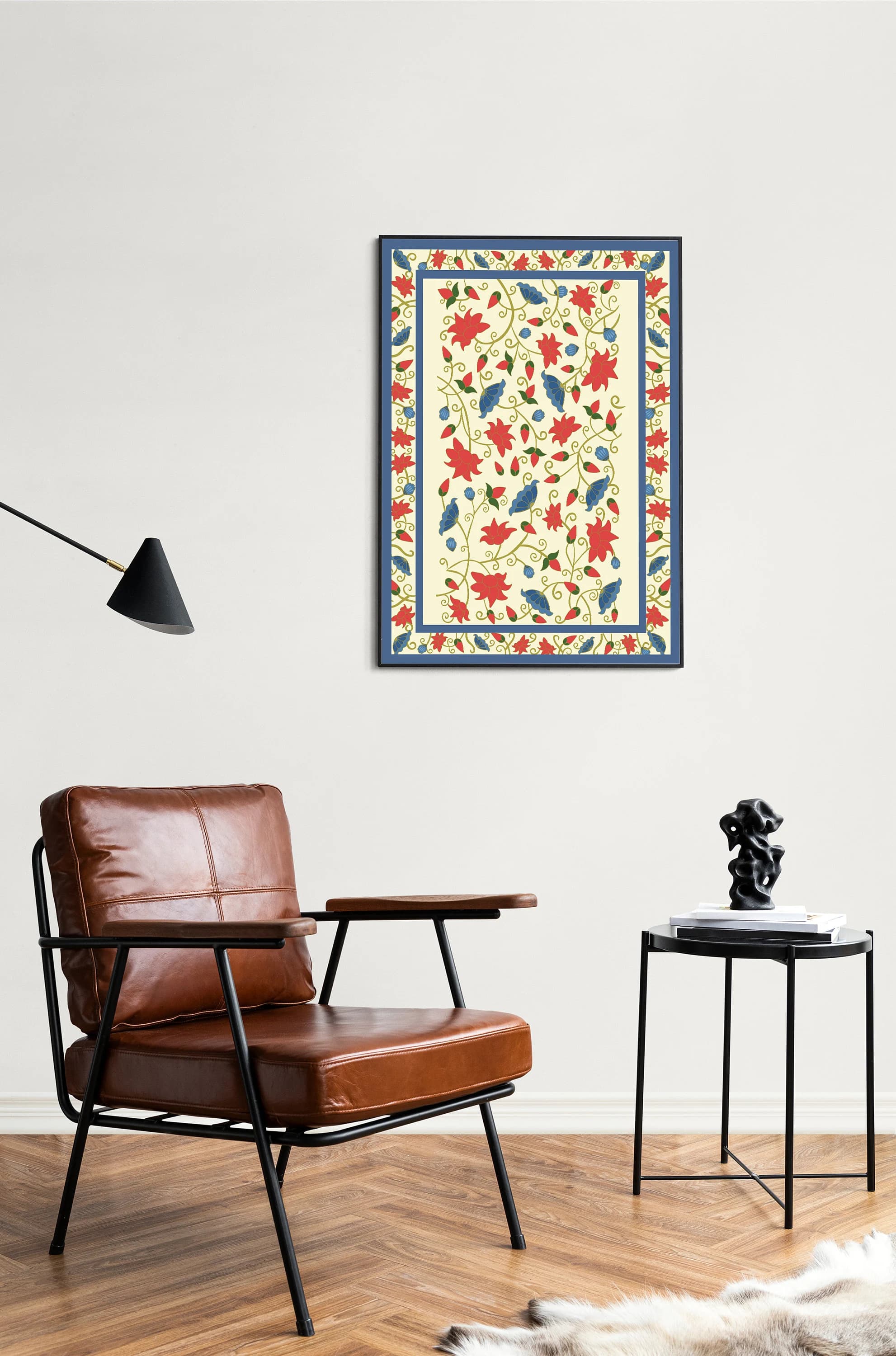 Meenakari Pattern Indian Folk Art Print, Traditional Floral Home Wall Decor - image 3