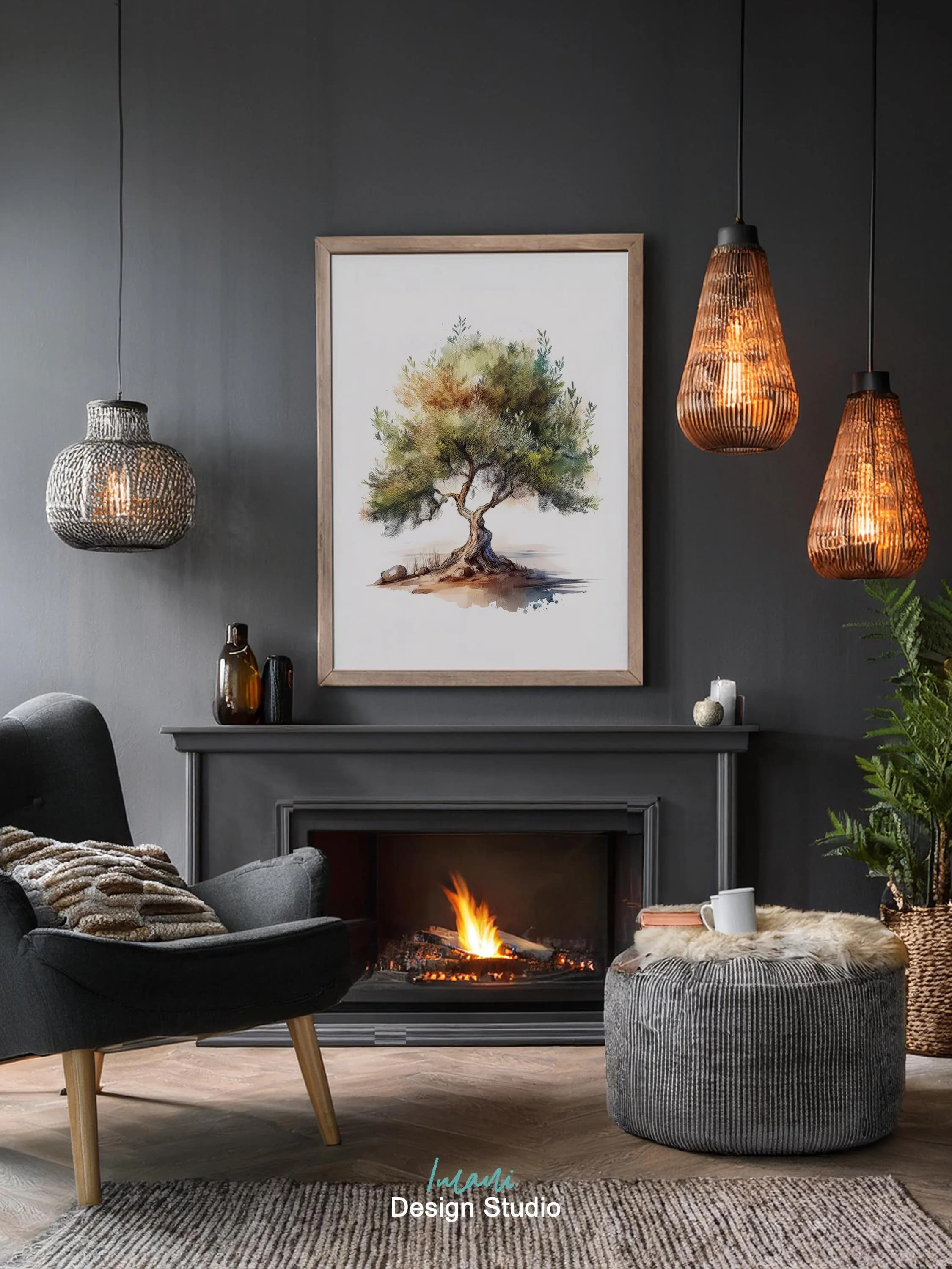Islamic Palestine Wall Art Digital Print Palestine Olive Tree Artwork For Living Room Muslim Art Poster Watercolour Painting Islamic Gift