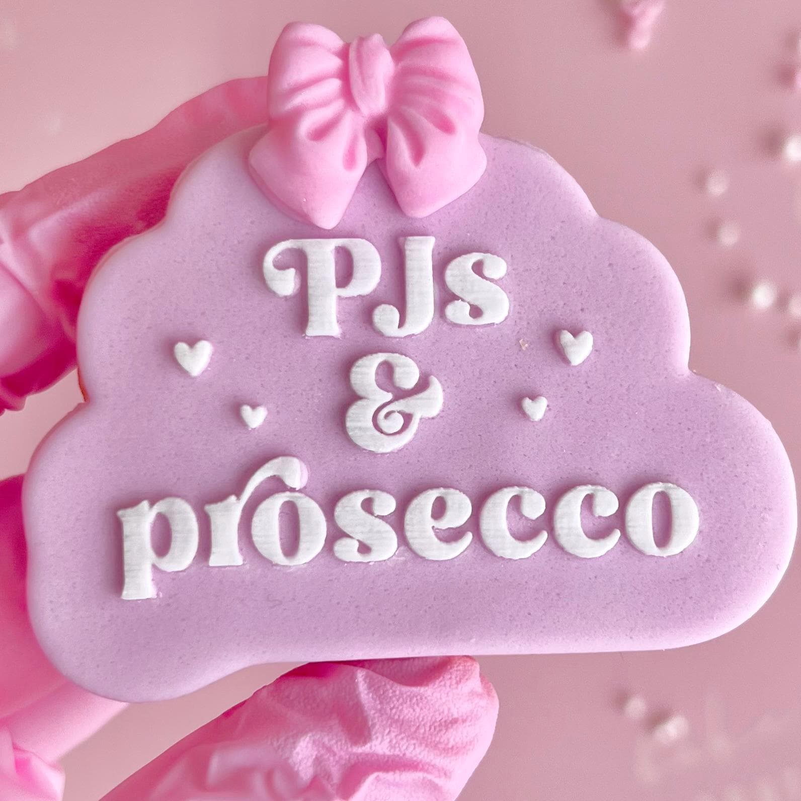 Happy mothers day pjs & prosecco lovely embosser stamp debosser cookie cutter cake cupcake decoration biscuit supplies fondant topper
