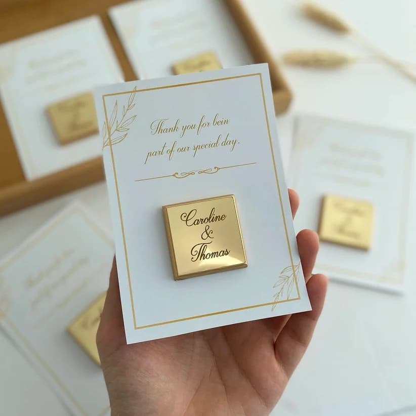 Chocolate For Guests With Thank You Card, Wedding Chocolate Treats, Engagement Favors Chocolate - image 4
