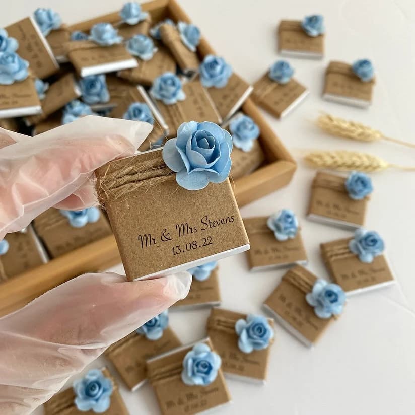 Wedding Favors Chocolate, Wedding Favors, Engagement Chocolate, Wedding Chocolate, Blue Floral Chocolate, Rustic Favors - image 3