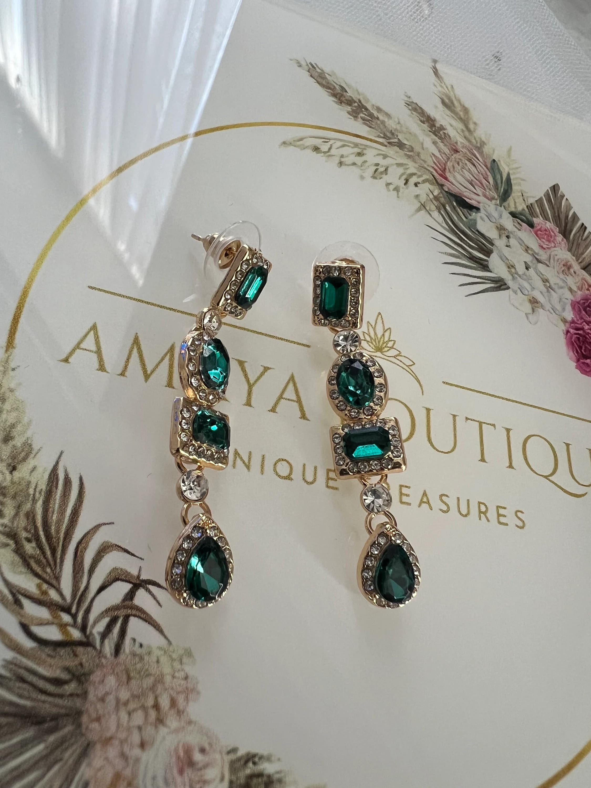 Emerald Style Dangle Earrings | Elegant Earrings | Emerald Earrings | - image 3