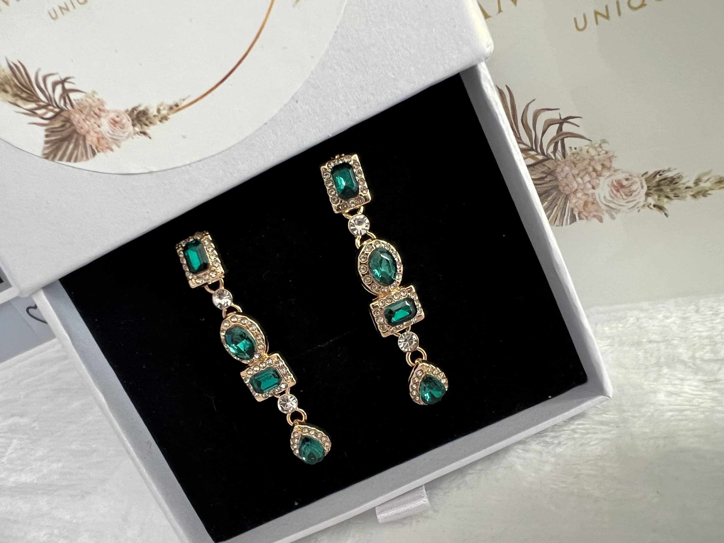Emerald Style Dangle Earrings | Elegant Earrings | Emerald Earrings | - image 2