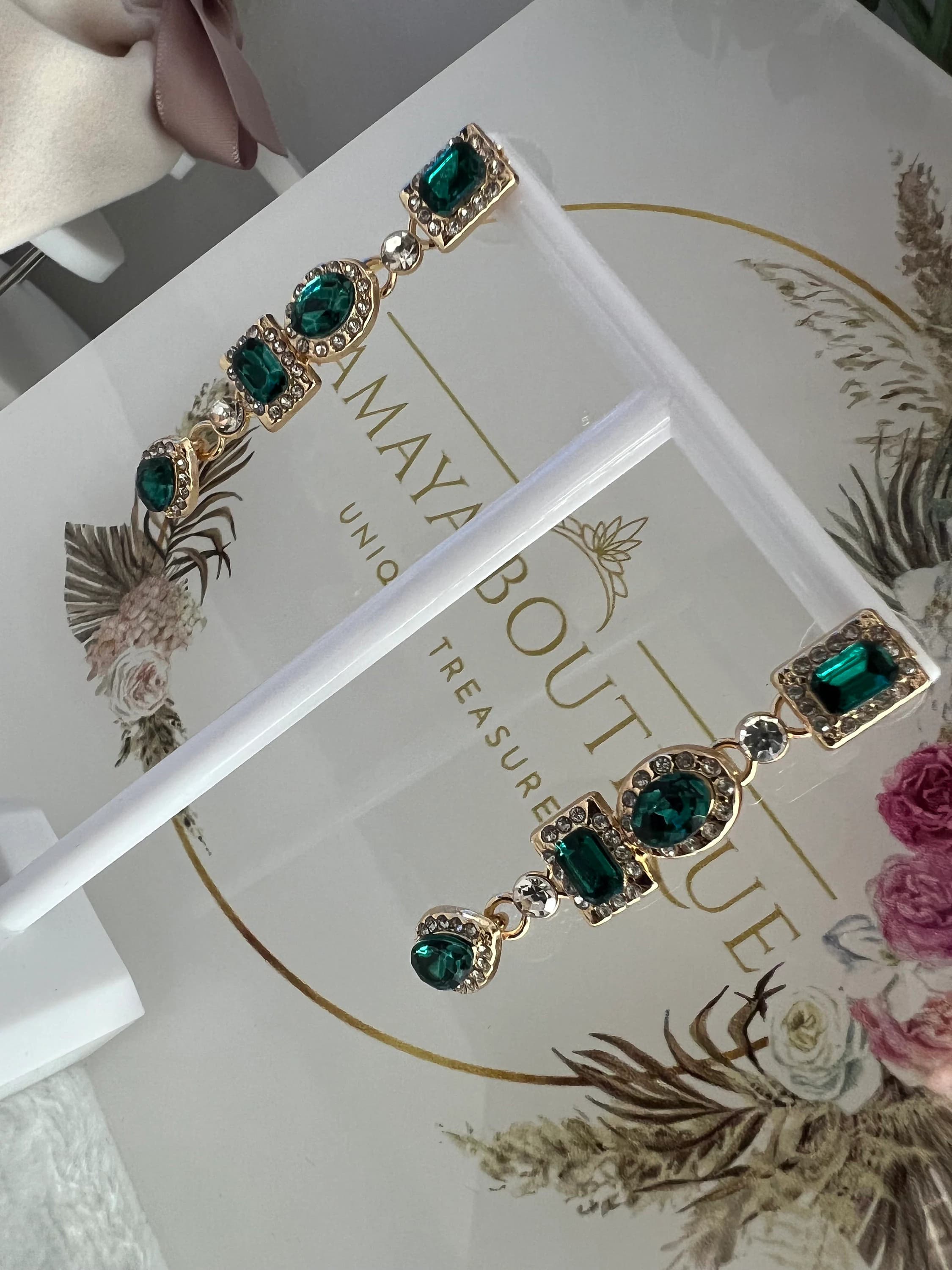 Emerald Style Dangle Earrings | Elegant Earrings | Emerald Earrings | - image 5