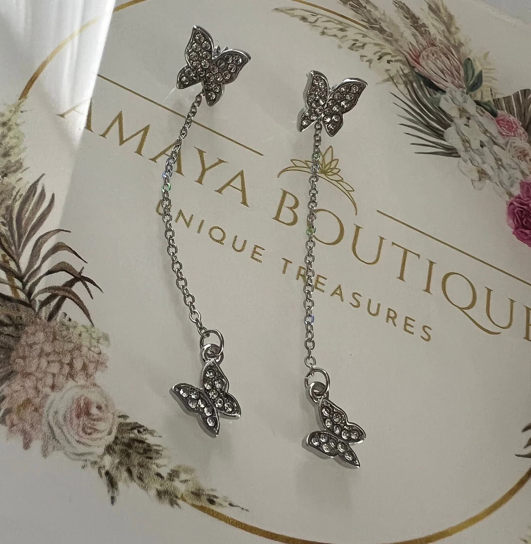 Butterfly 2-in-1 Earrings | Dangle & Studs | 2in1 Earrings | Gift Idea | Dainty Earrings | Elegant Earrings | - image 3