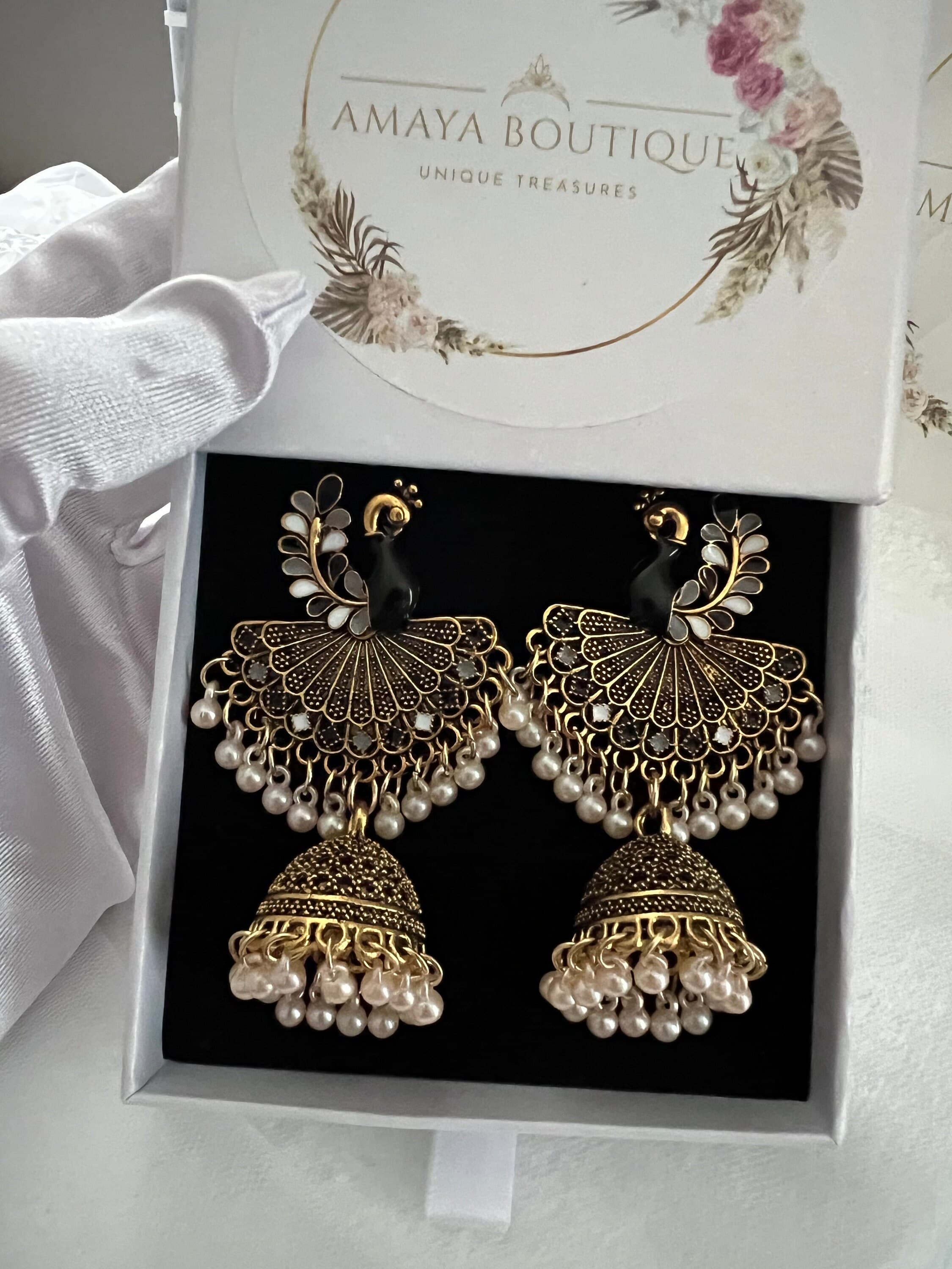 Peacock design jhumka earrings | traditional earrings | Asian jewellery | traditional style jewellery | jhumkas - image 4