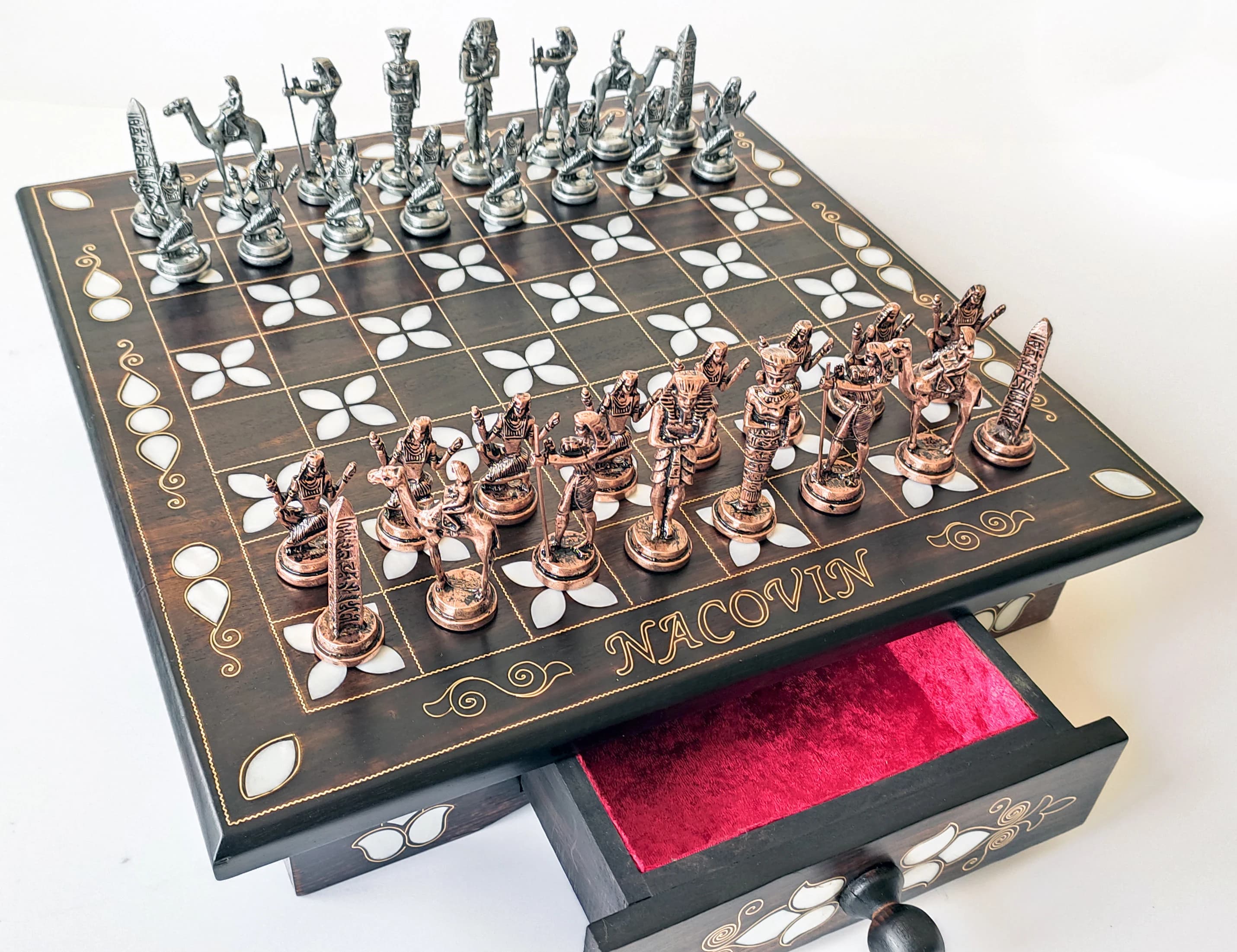 Personalized Wooden Chess Set, Mens Valentines gifts, Handmade Chess Board, Chess Pieces, Gift for him unique, Personalized gift, Gift her - image 4