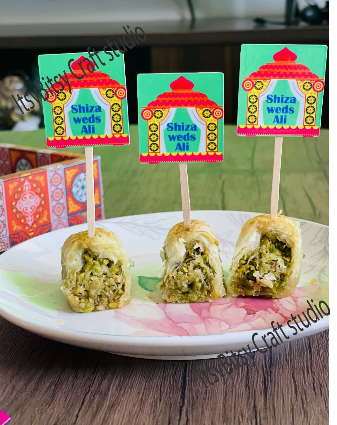 Personalized Wedding Mithai Toppers: Shadi/Nikkah Mubarak - Set of 12 - image 3