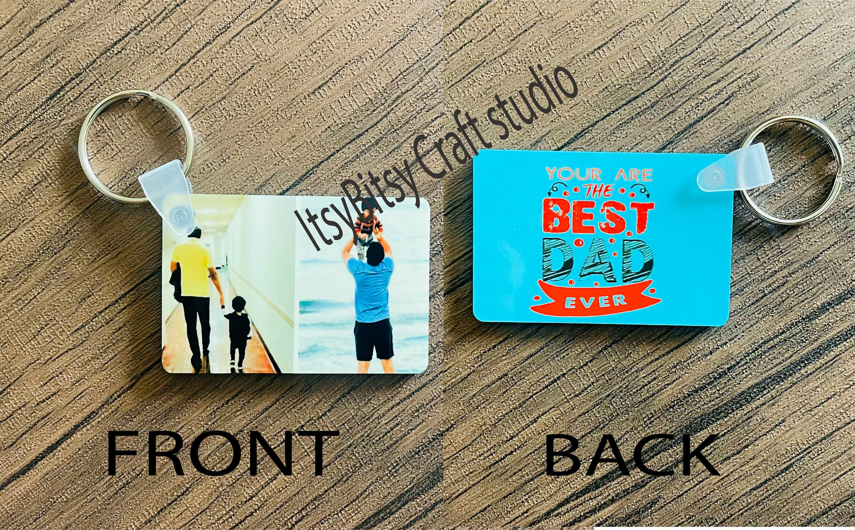 Personalized Father's Day Keychain: Custom Picture MDF Keychain - image 4