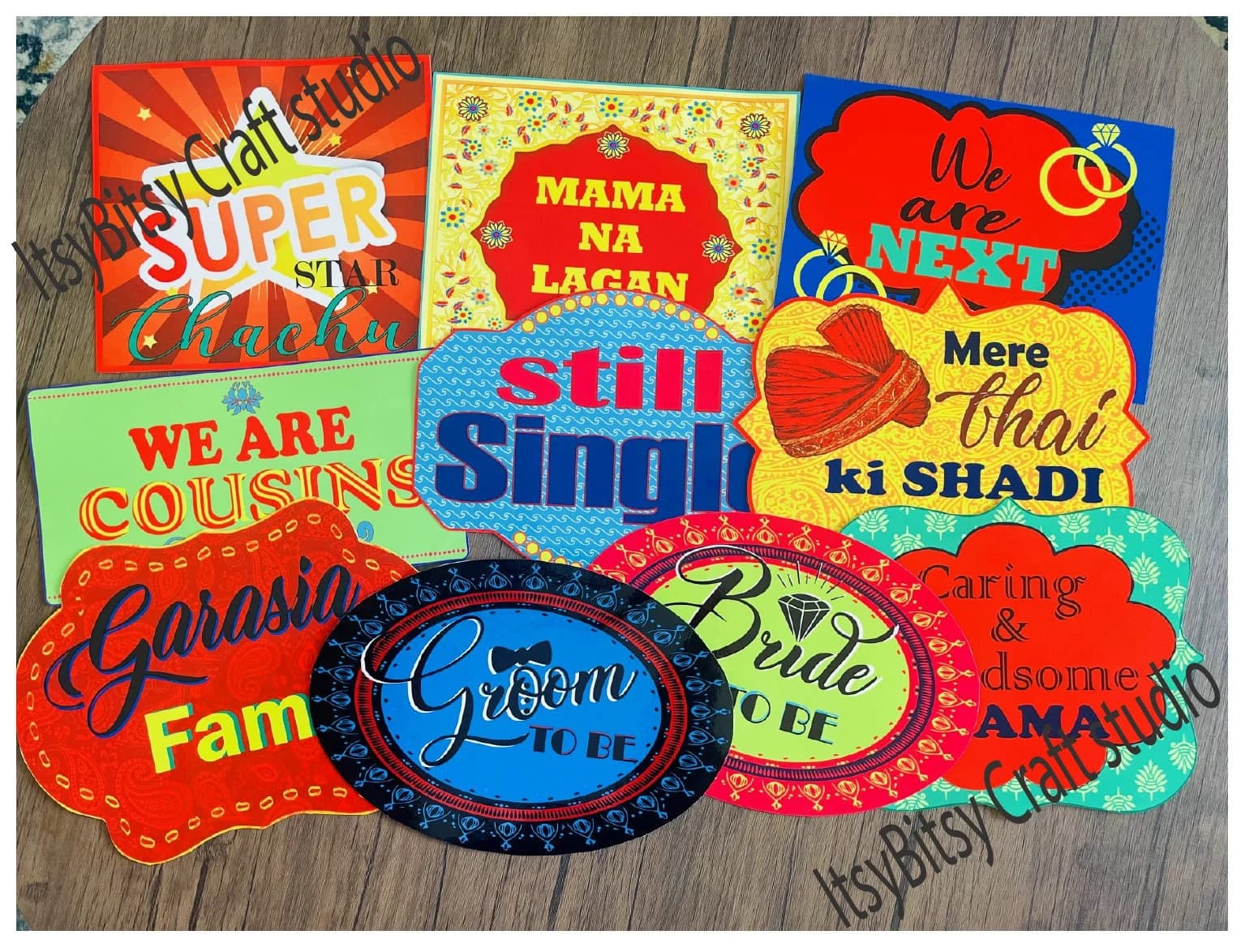 Desi wedding props
sangeet props
custom wedding props
photo booth props
sangeet night props
bachelorette party props
bridal shower props
mehndi props
desi props
shaadi props
dholki porps
haldi props
Indian wedding props
Pakistani wedding props