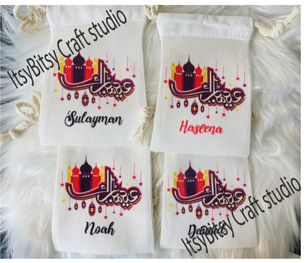 Eid goodie bags
Eid pouches
Eid favors for kids
Personalize Eid favors
Eid Mubarak bags
Eid Mubarak drawstring bag
Eid gift for kids
Eid ul Fitr goodies
Eid giveaways
Eid gift bags
Eid gift boxes
Muslim Kids gifts
Islamic gift pouches