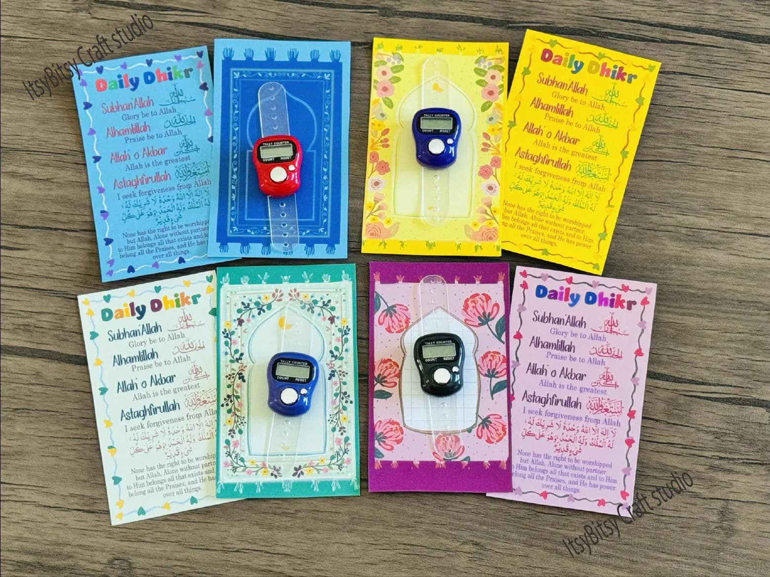 Digital tasbeeh counter
Ring tasbeeh counter
Tasbeeh favors
Tasbeeh gift
Kids Tasbeeh gift
Kids Tasbeeh favors
Tasbeeh with daily duas
Daily dua cark
Dhikr card with tasbeeh
Daily Dhikr card
SubhanAllah
Alhamdulillah
Allah o Akbar
Astaghfirullah
