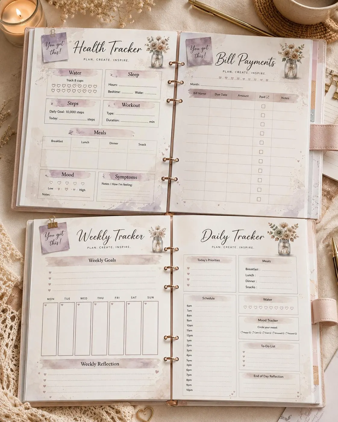Undated Purple Vase Planner Printable | Journal & Goal Planner | JPEG Download - image 5