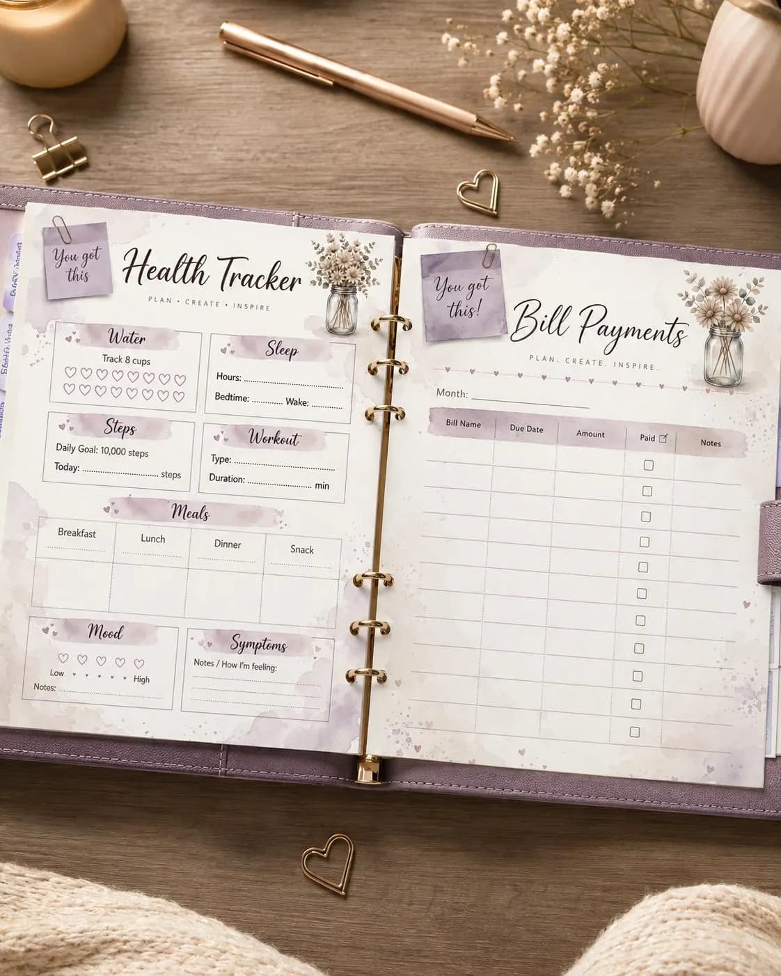 Undated Purple Vase Planner Printable | Journal & Goal Planner | JPEG Download - image 4