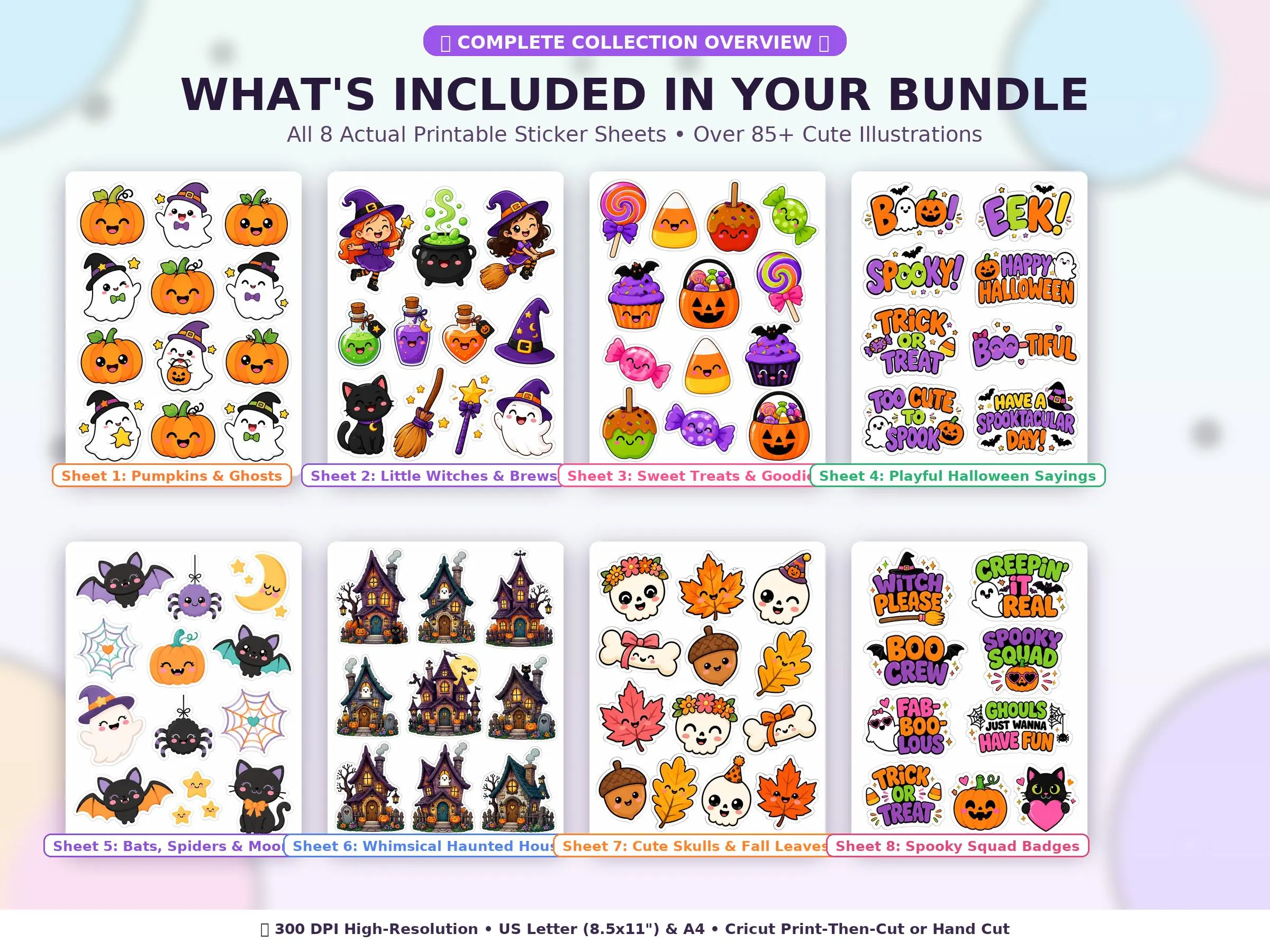 Cute Halloween Printable Stickers, Kids Halloween Sticker Bundle, Digital Download Sticker Sheets, Ghost Pumpkin Treat Bags - image 3