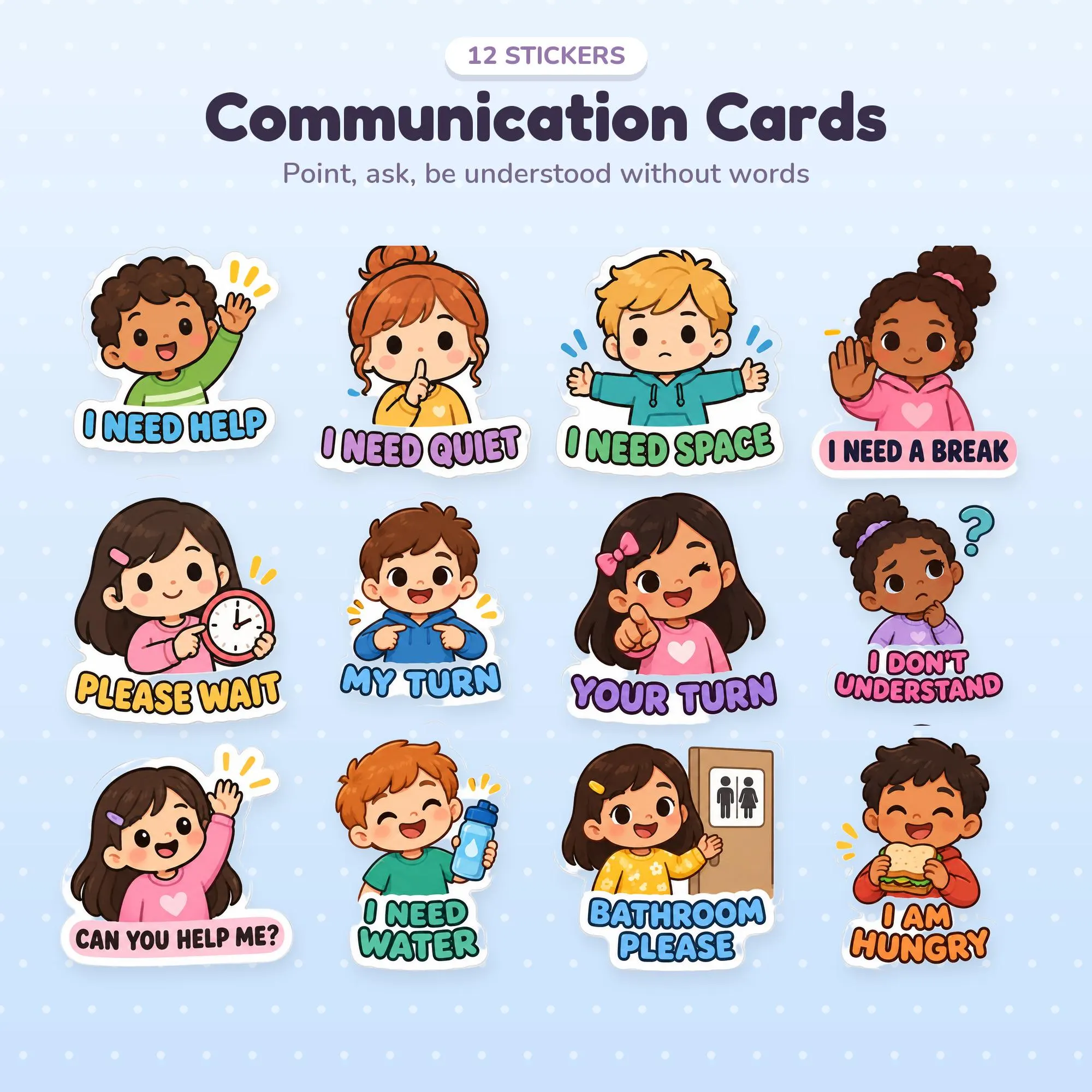 84 Autism Visual Support Stickers: Emotions, Communication, Sensory (Digital Download) - image 5