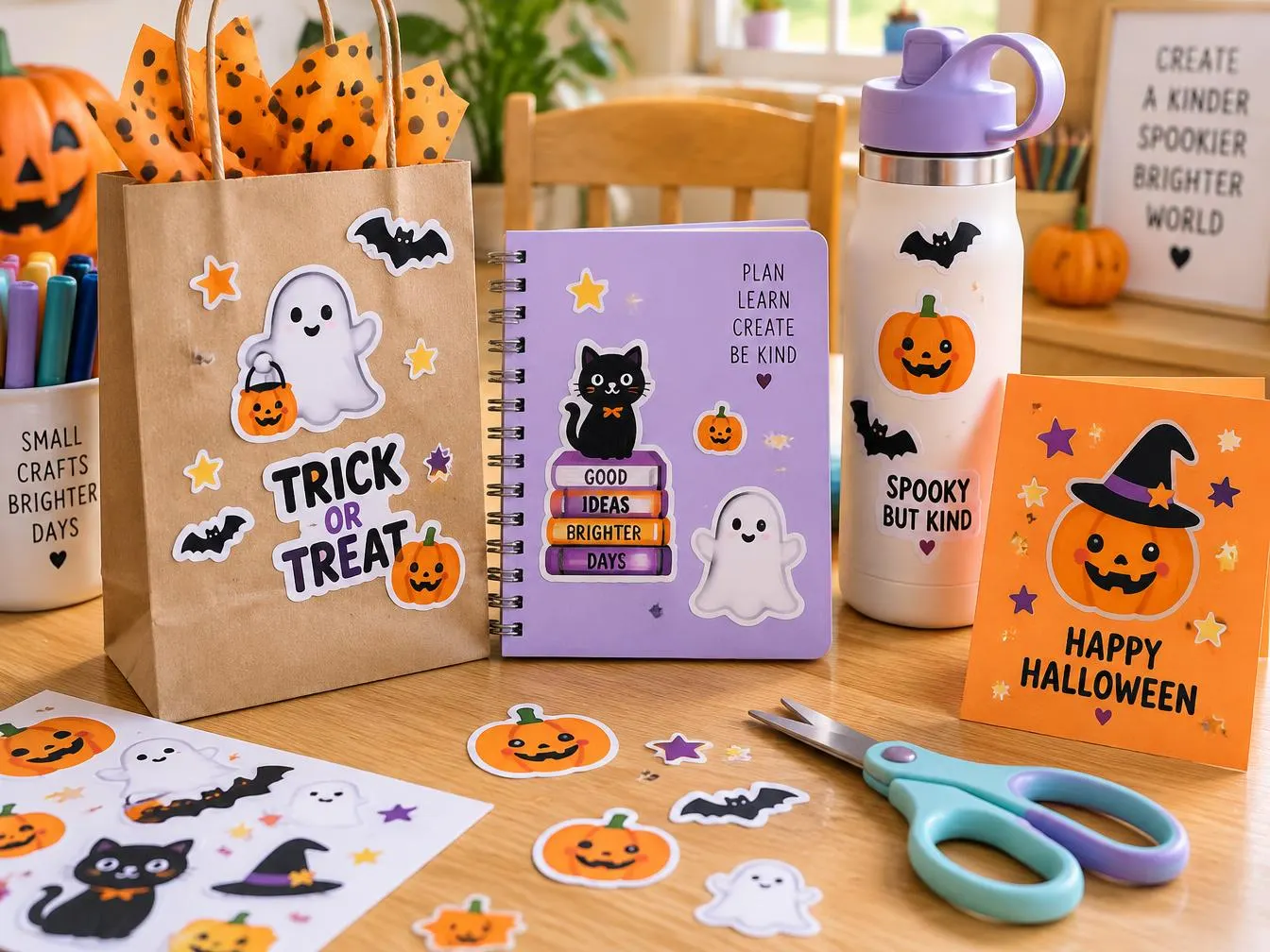 Cute Halloween Printable Stickers, Kids Halloween Sticker Bundle, Digital Download Sticker Sheets, Ghost Pumpkin Treat Bags - image 4