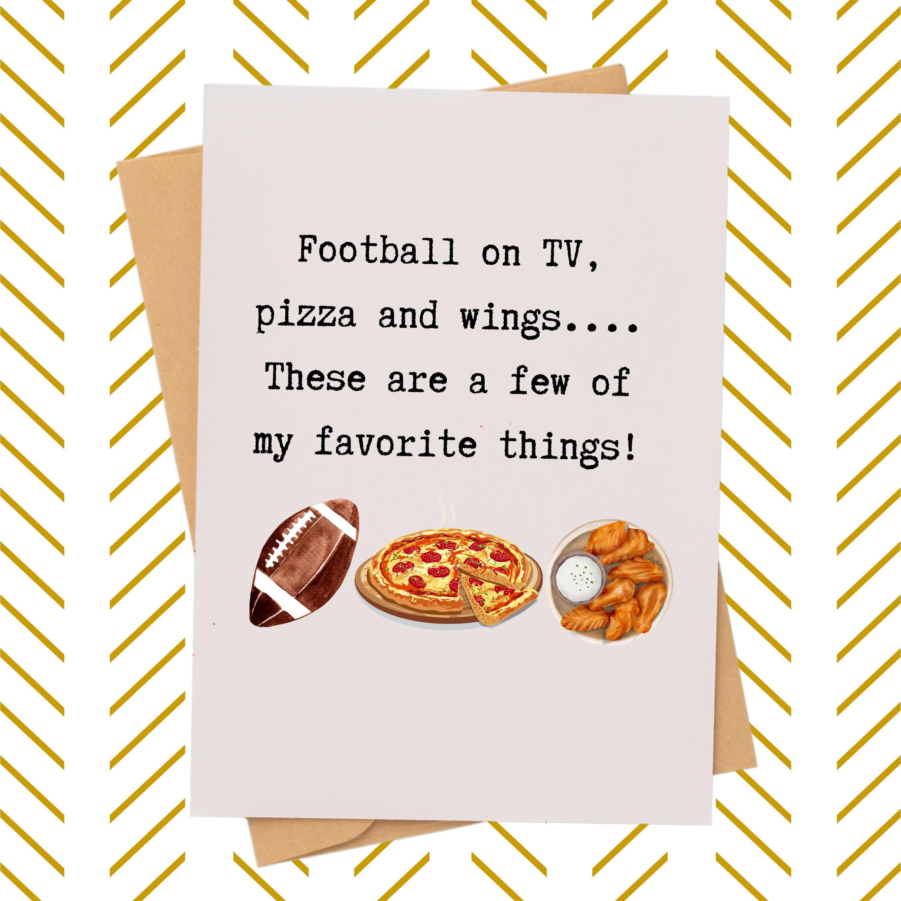 Favorite things for Fall card| Football lover gift| Foodie card gift| Pizza and wings card| Football season| gift for him| gift for her
