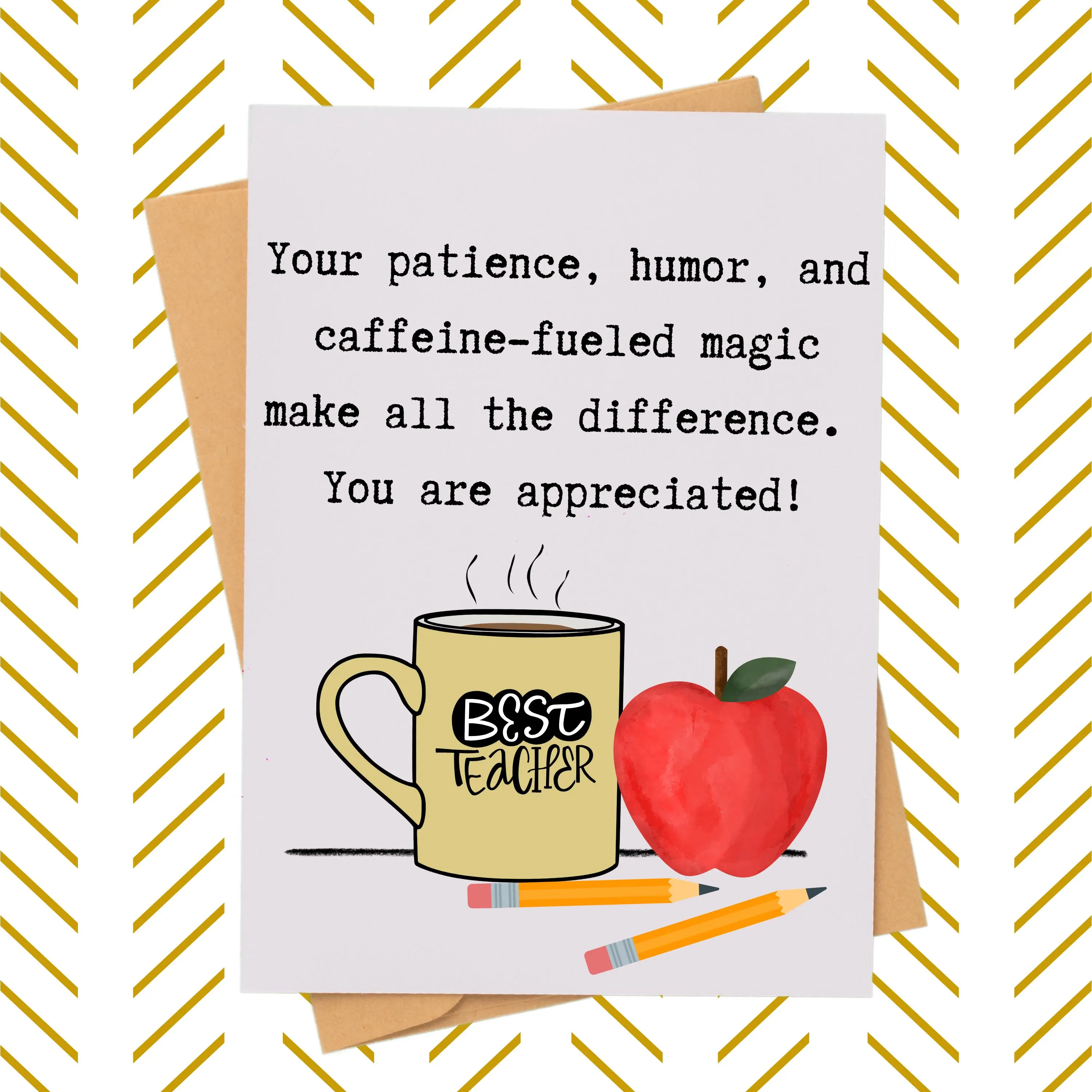 Funny Teacher Appreciation Card| Coffee themed Thank You Card for Teacher| Teacher Gift| End of Year Card for Educators| Grade school gift