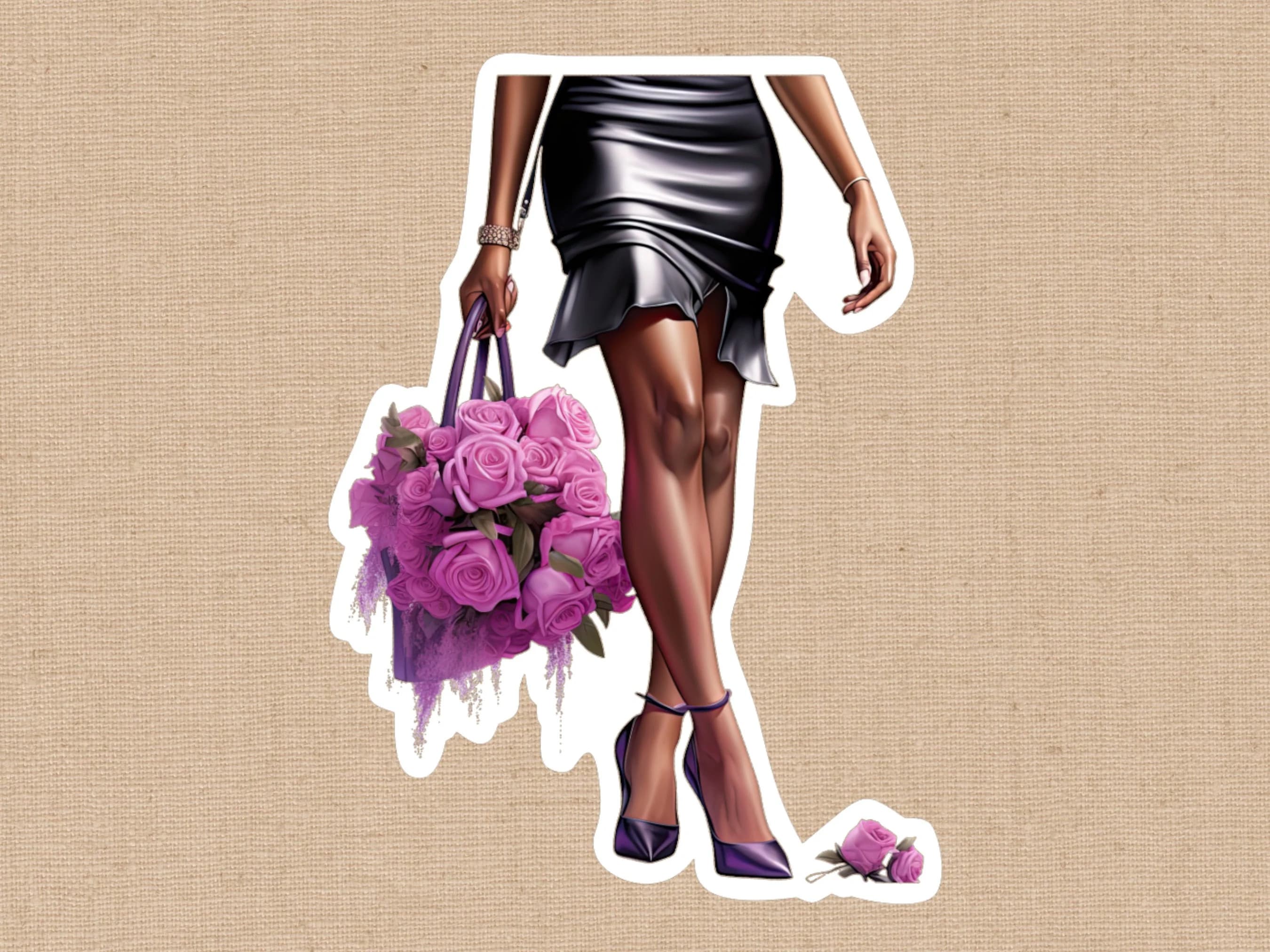 Pretty Girls Walk Like Sticker, Black Girl Sticker, African American Kindle Sticker, Spring Summer, Black Girl Aesthetic, Fashion Doll - image 3