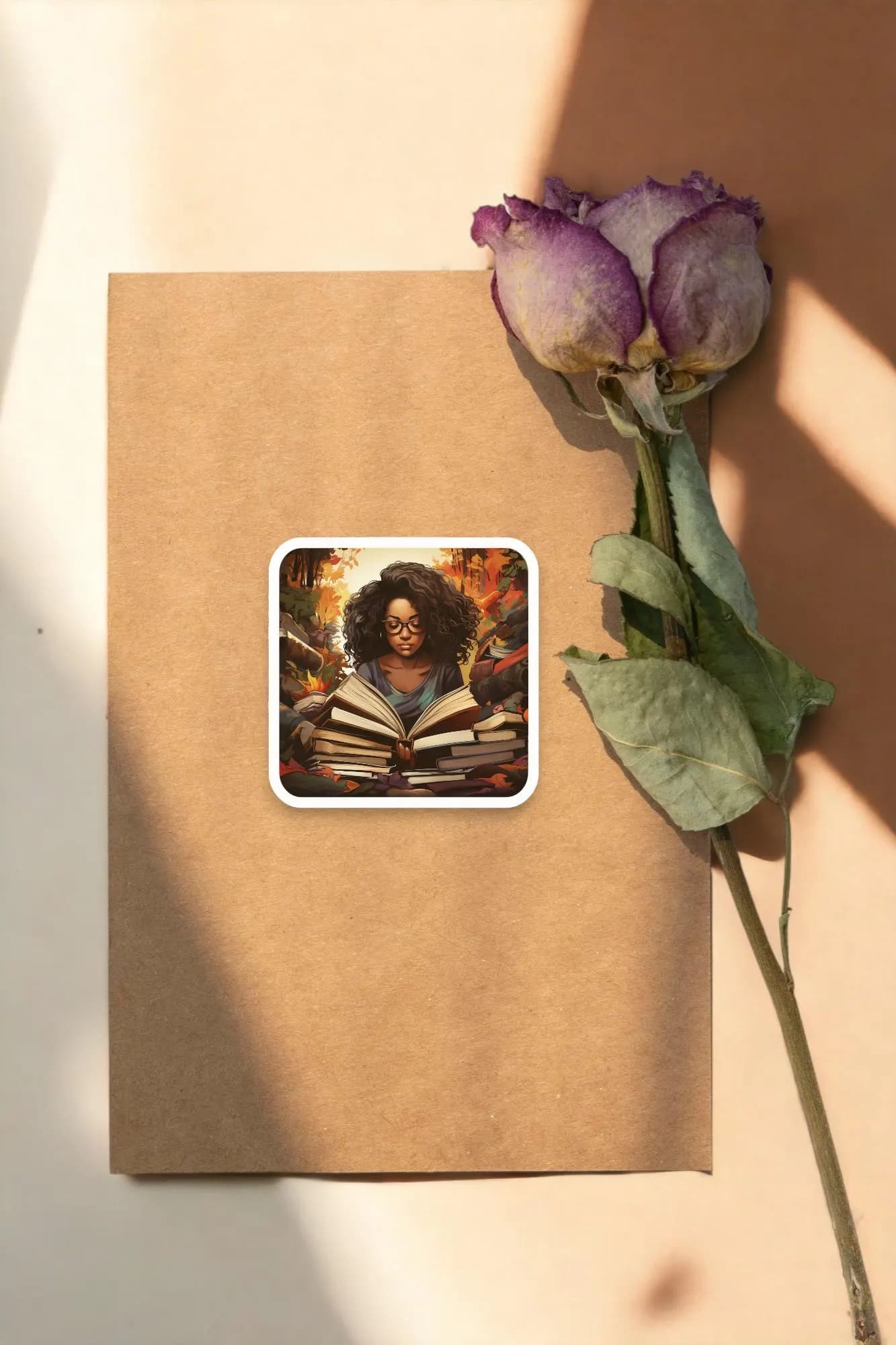 Surrounded by Books Sticker, Black Woman Who Loves to Read, Black Girl Stationery, African American Book Lover, Bookworm, Kindle Sticker - image 3