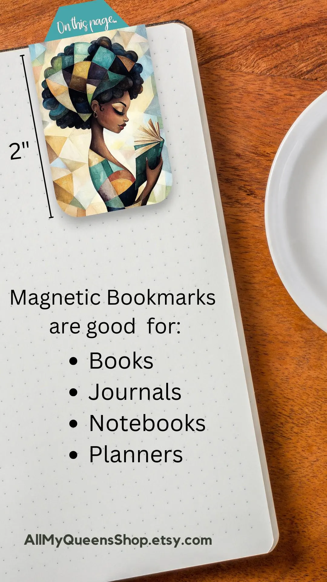 Black Girl Reading Magnetic Bookmark, Black Woman Who Loves to Read, African American Book Lover, Bookish Reader Gift, Planner Bookmark - image 3