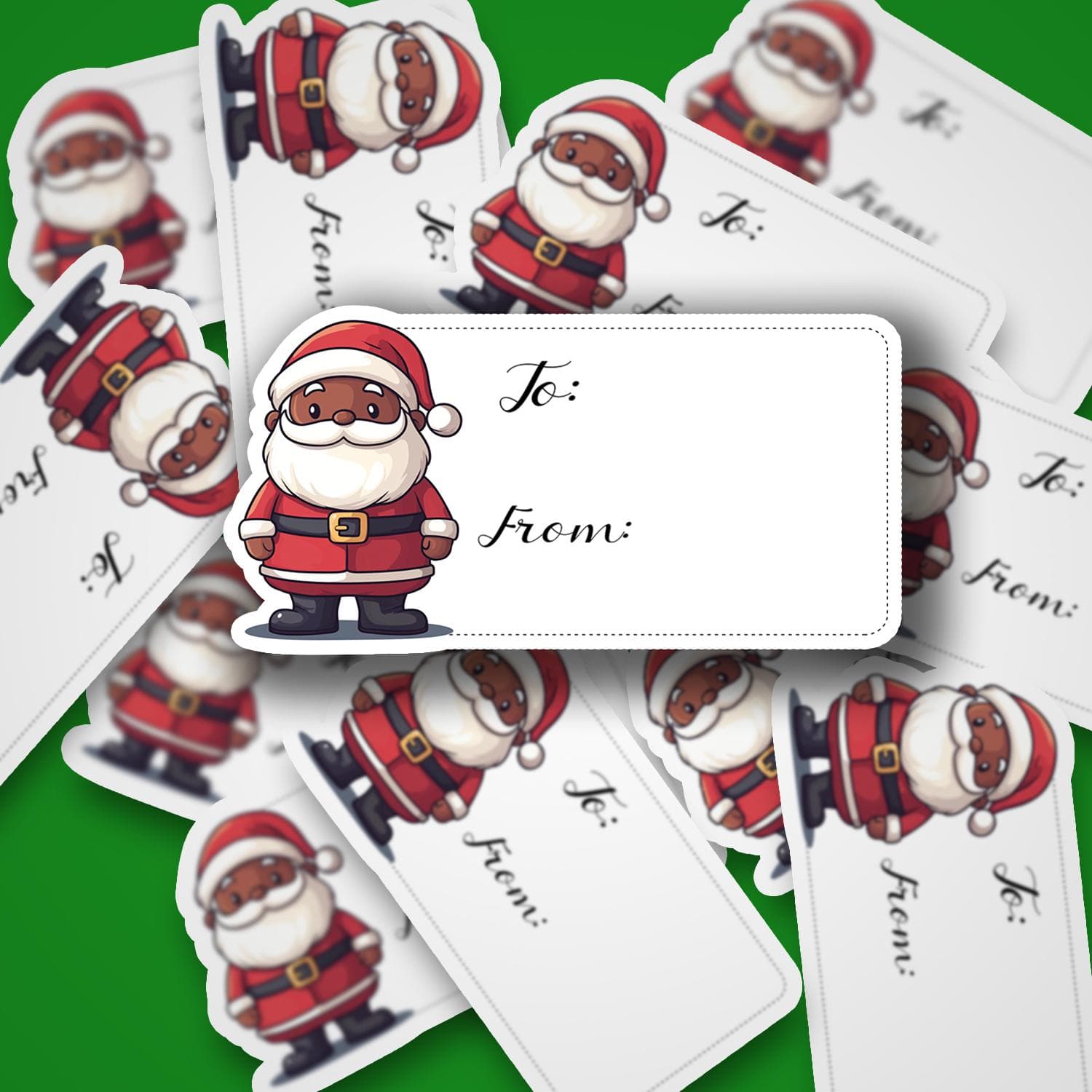 12pc Black Santa Christmas Gift Tag, Gift Wrapping Supplies, Christmas To From Stickers, Holiday Gift Tags, Christmas Present Labels