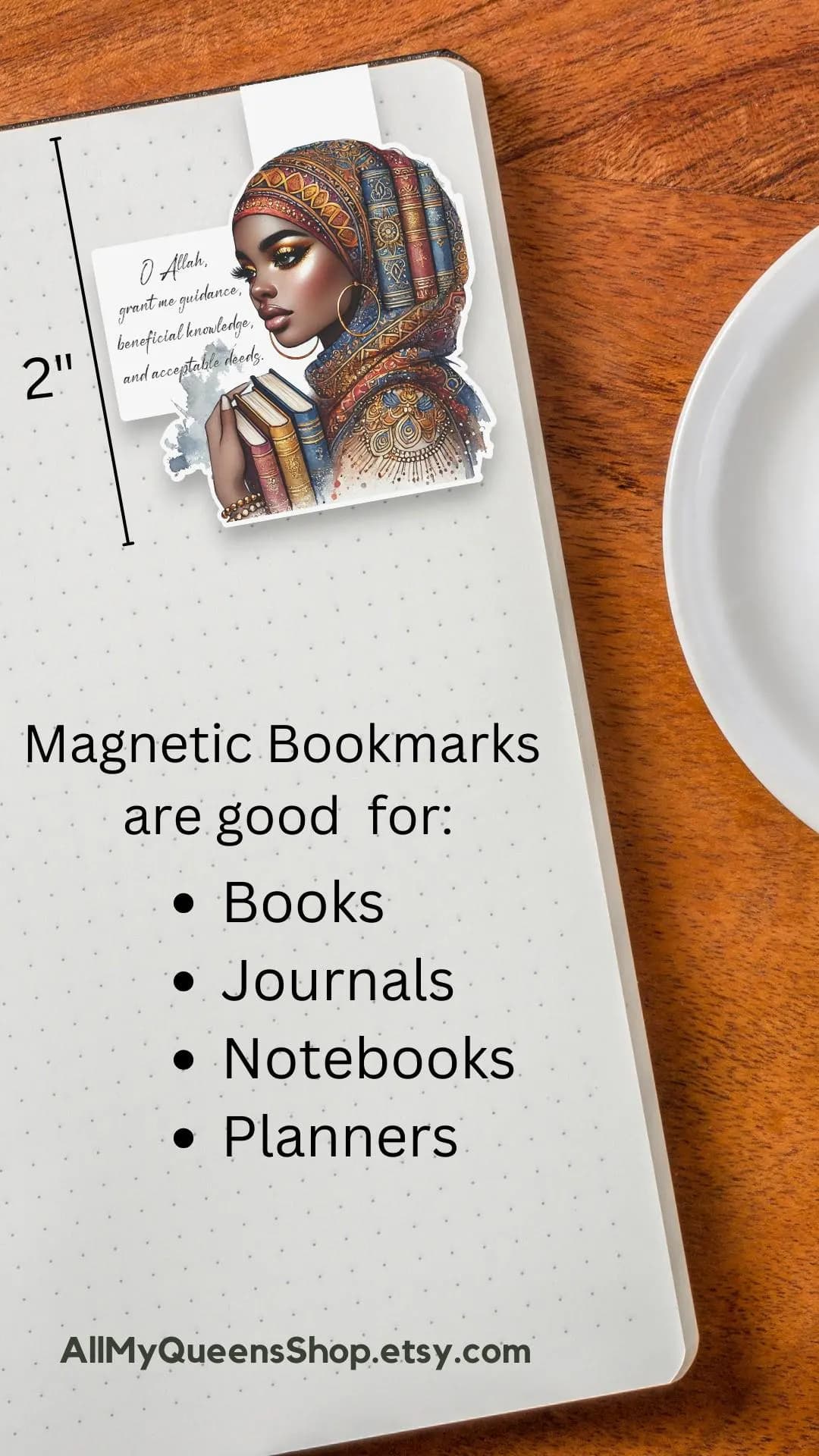 Grant Me Guidance Magnetic Bookmark, Black Woman Who Loves to Read, Muslim Reader, African American Book Lover, Hijabi Bookmark - image 2