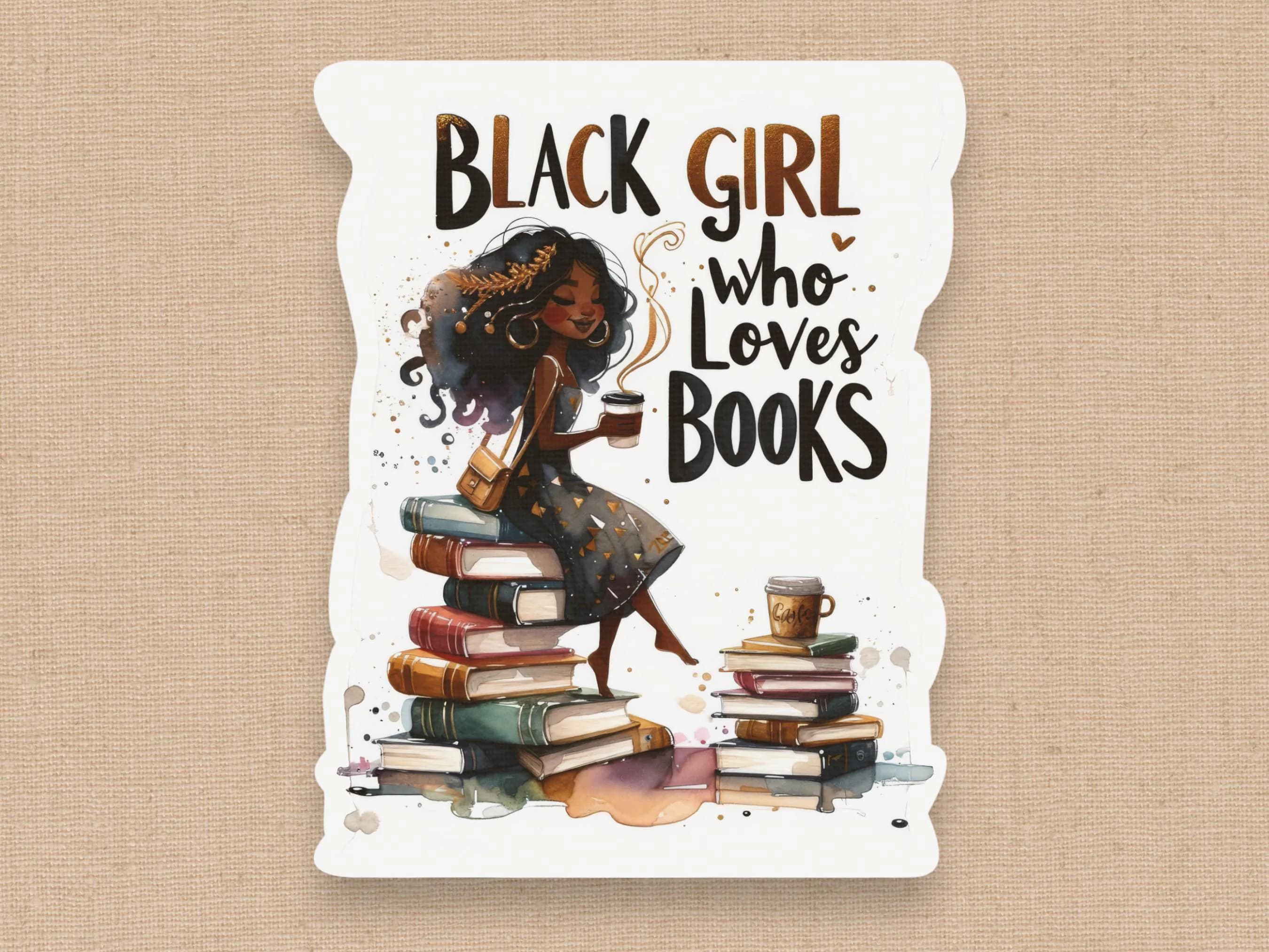 Black Girl Who Loves Books Sticker, Black Woman Who Loves to Read, Black Girl Stationery, African American Book Lover, Cute Kindle Sticker - image 4
