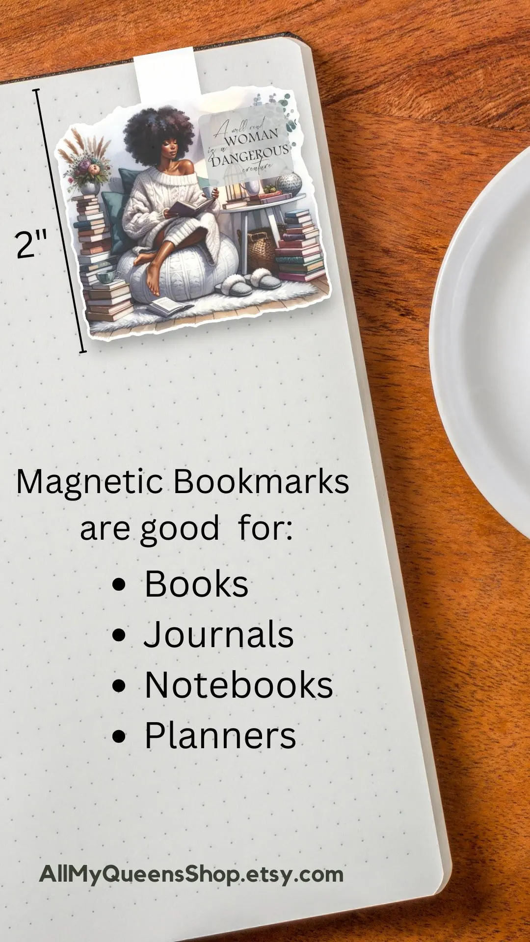 Well Read Black Woman Magnetic Bookmark, Black Woman Who Loves to Read, African American Book Lover, Book Club, Cute Bookmark Affirmation - image 2