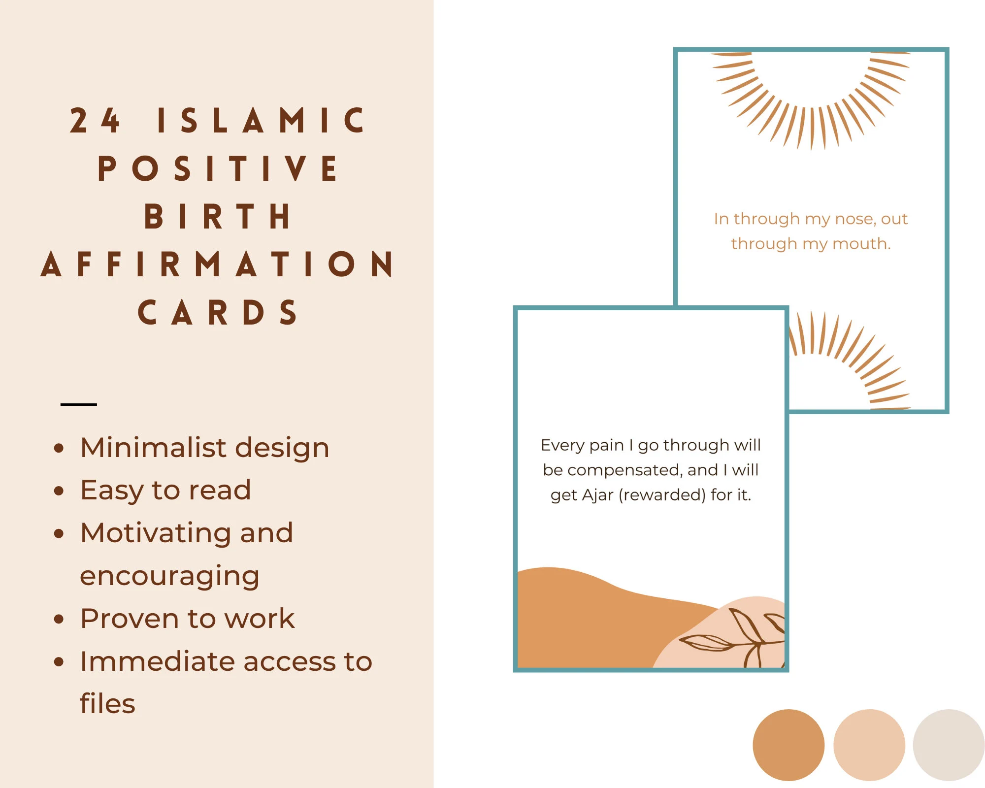 Islamic Positive Birth Affirmation Cards - 24 Printable Hypnobirthing Cards - Digital Instant Download - Muslim Birth Cards- PDF Printable - image 5