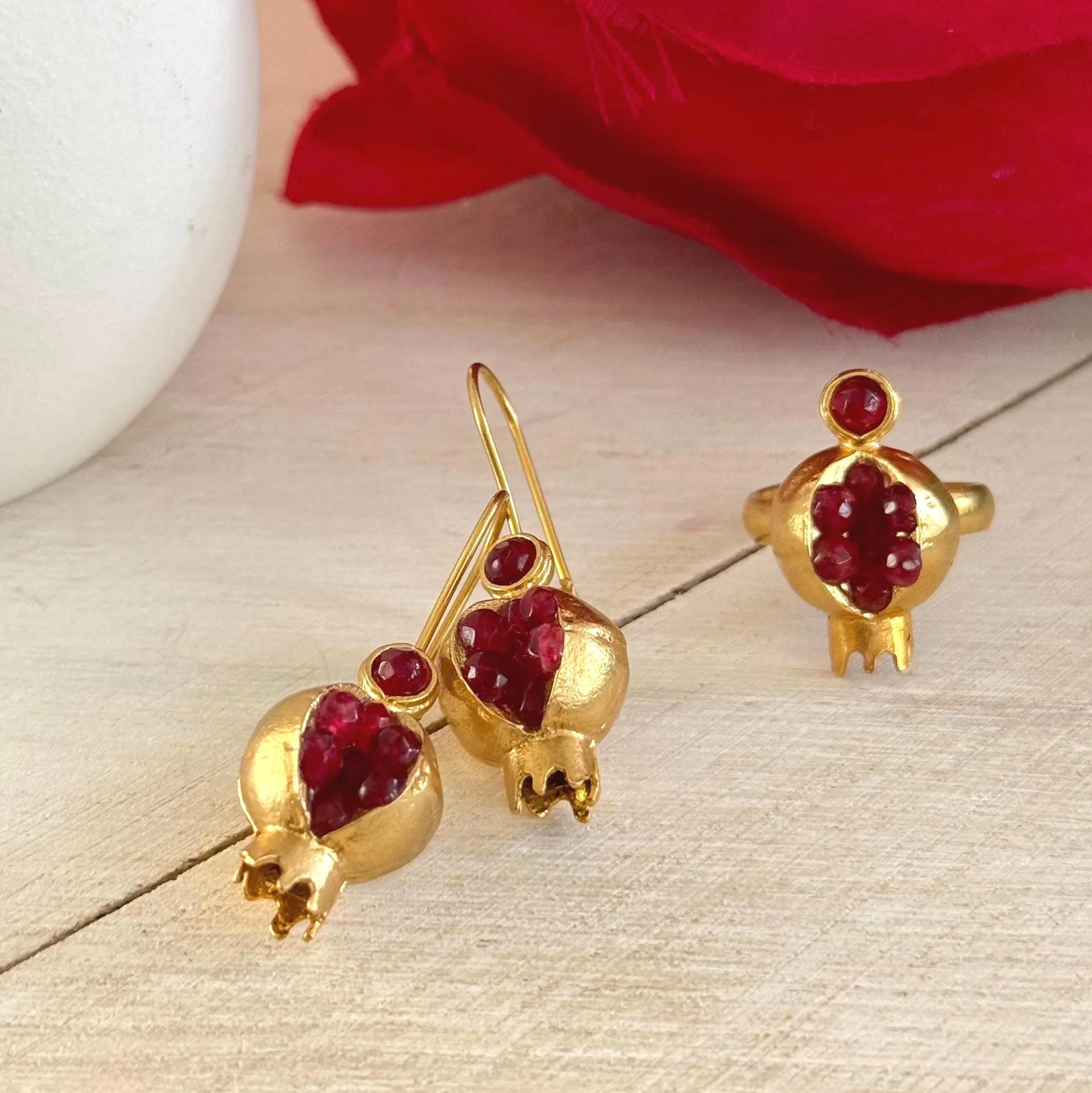 Garnet Pomegranate Ring | Adjustable Ring | Central Asian Inspired Jewelry - image 3