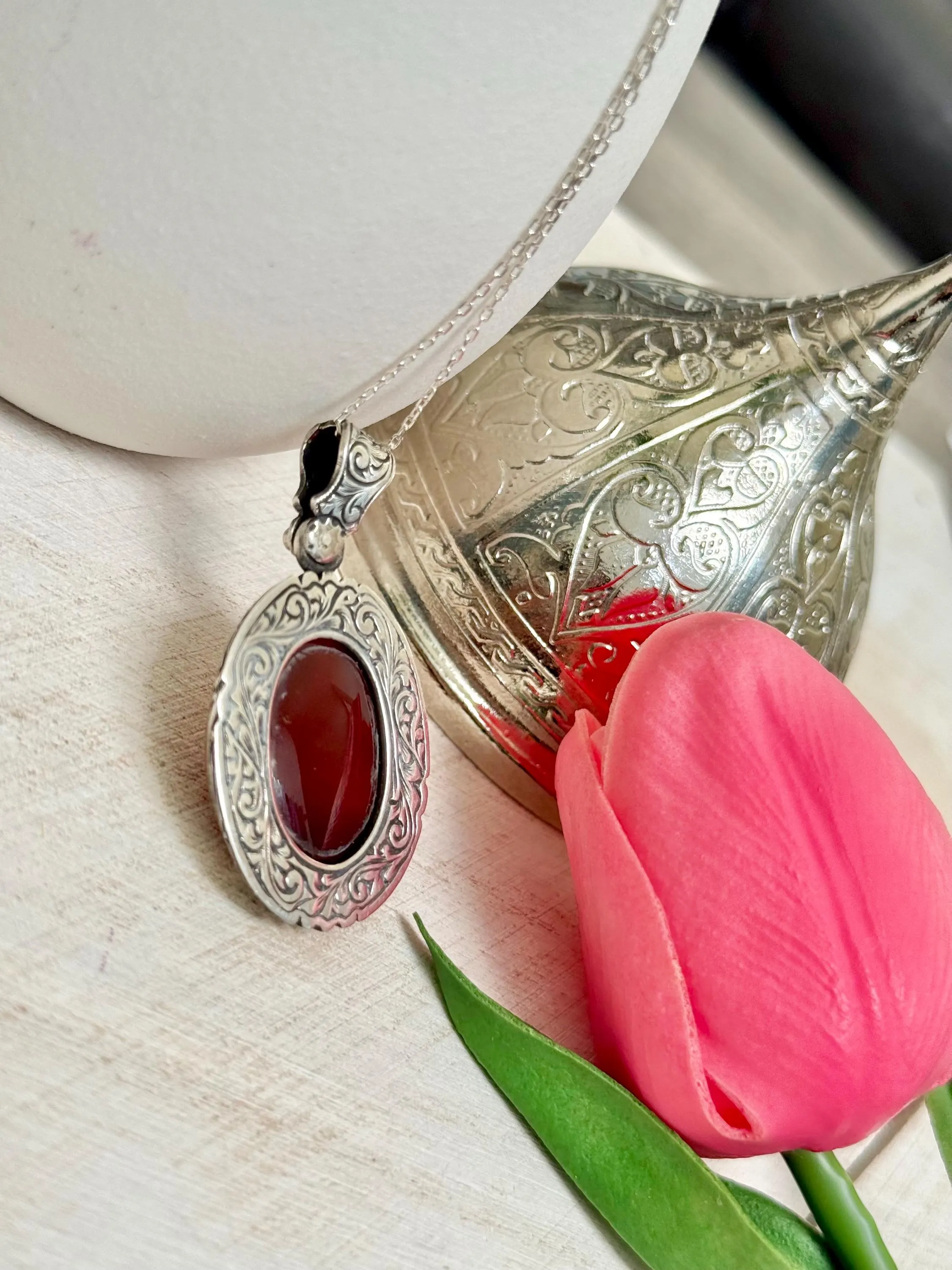 Hasbi Allah Agate Pendant | 925 Sterling Silver - image 4