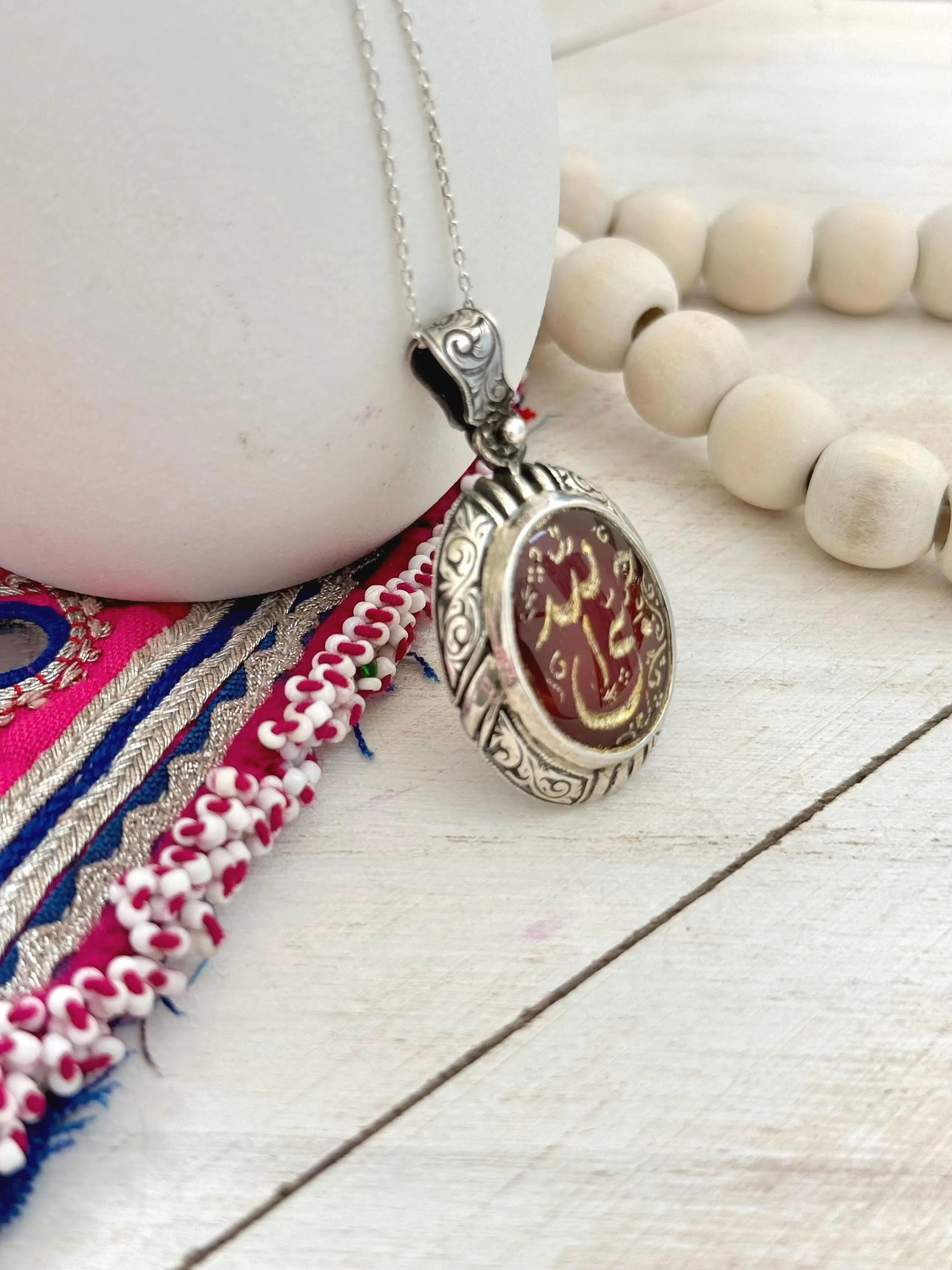 Hasbi Allah Agate Pendant | 925 Sterling Silver - image 3