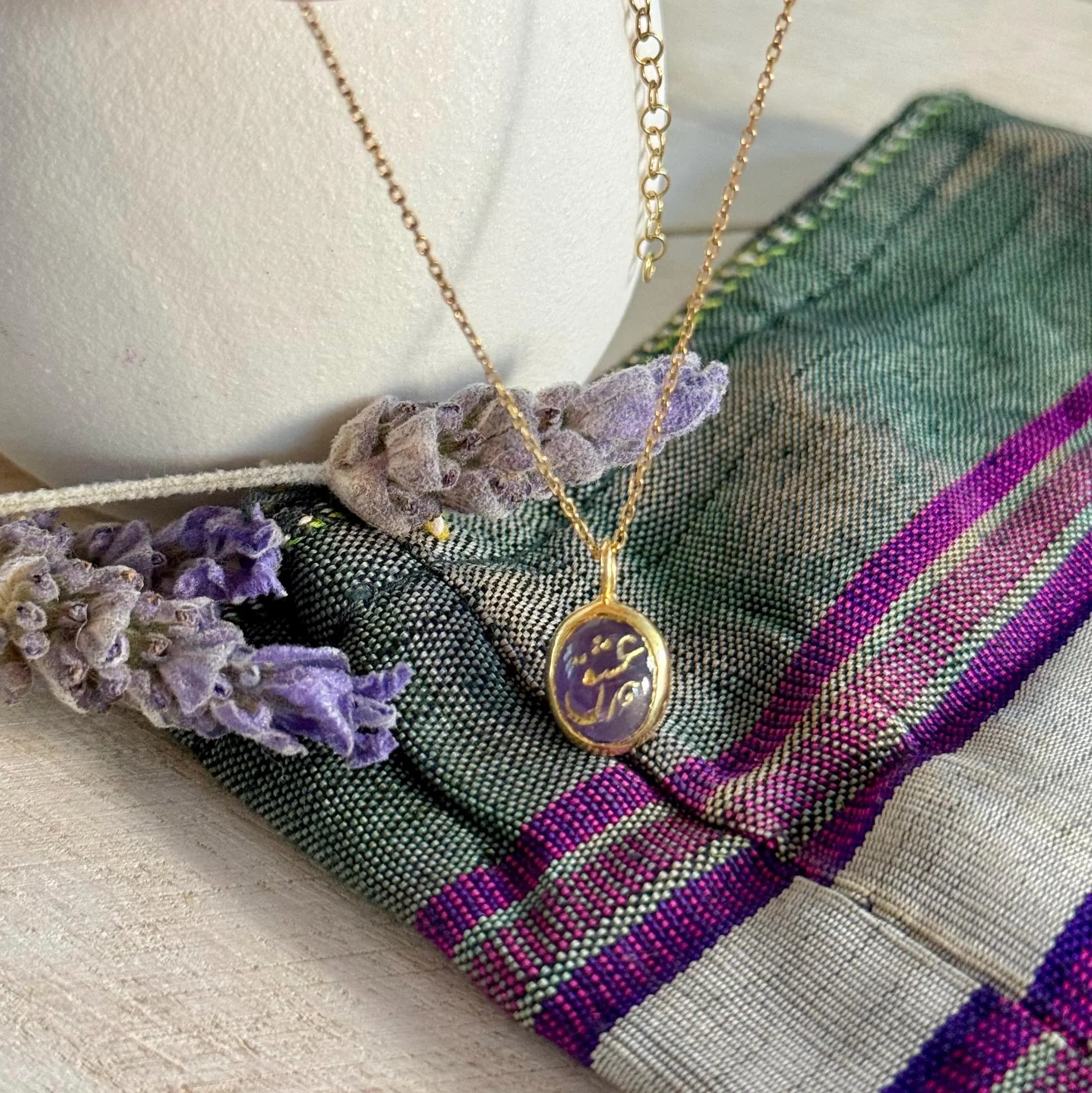 Ishq Amethyst Pendant | Farsi Calligraphy Necklace | Rumi Inspired - image 4
