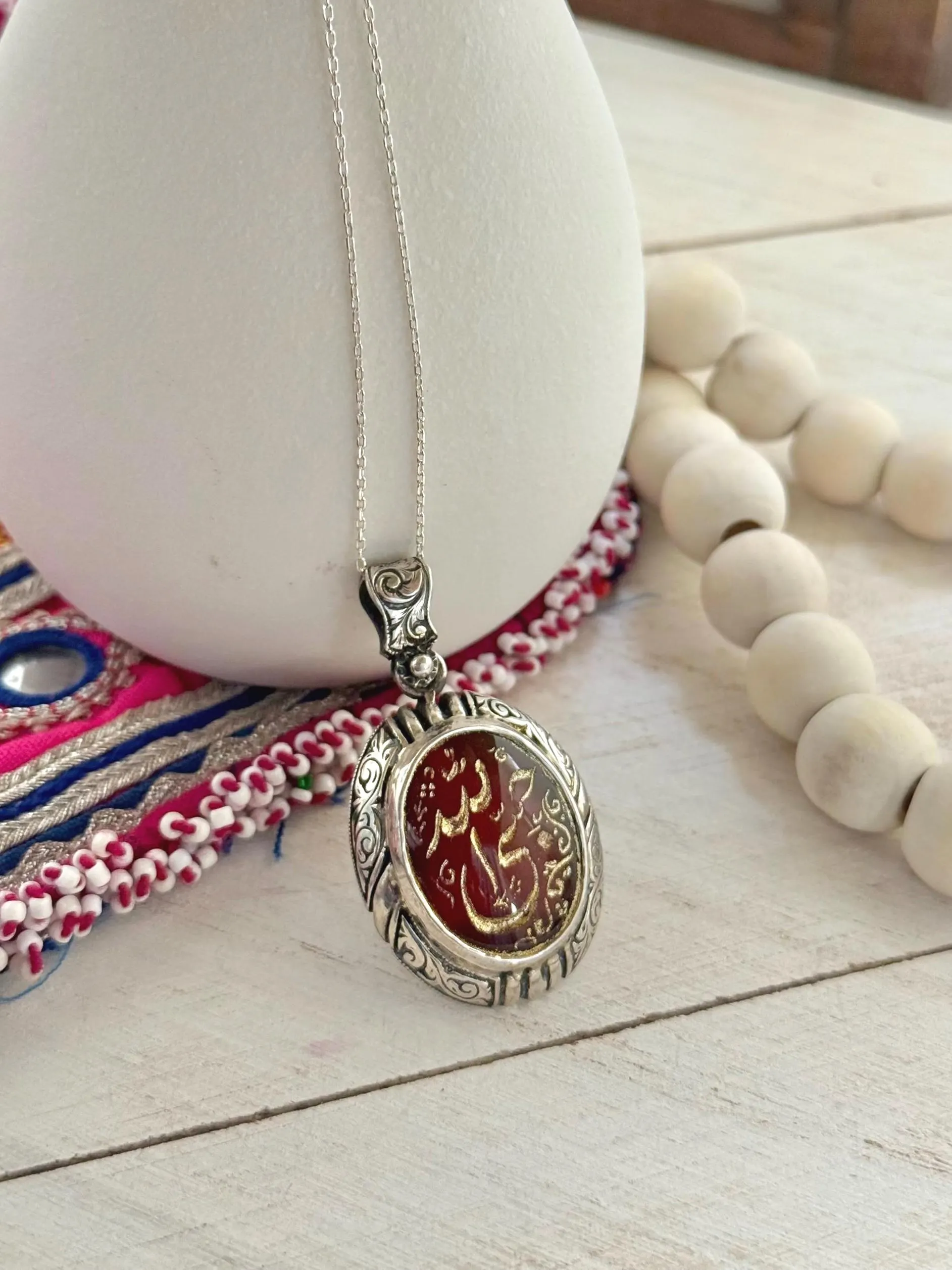 Hasbi Allah Agate Pendant | 925 Sterling Silver - image 5