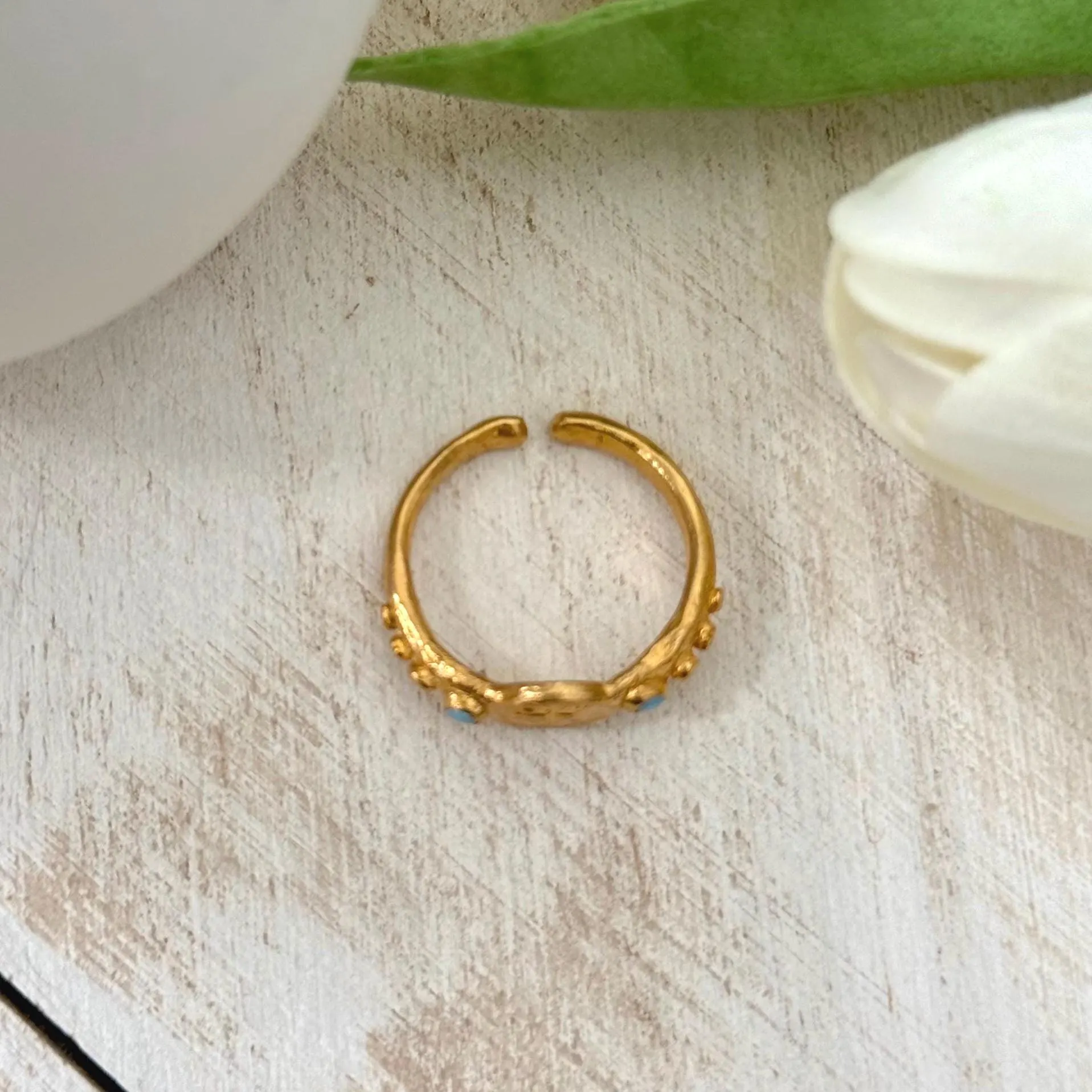 Ancient Coin Ring | 22K Gold Plated Brass Ring with Zircon Accents | Byzantine Roman Style - image 4